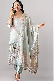 Women's Organza Embroidered Straight Kurta with Pant and Dupatta Sets (NX-453) - 65% OFF Deal at ₹1,049 on Amazon | Valzo