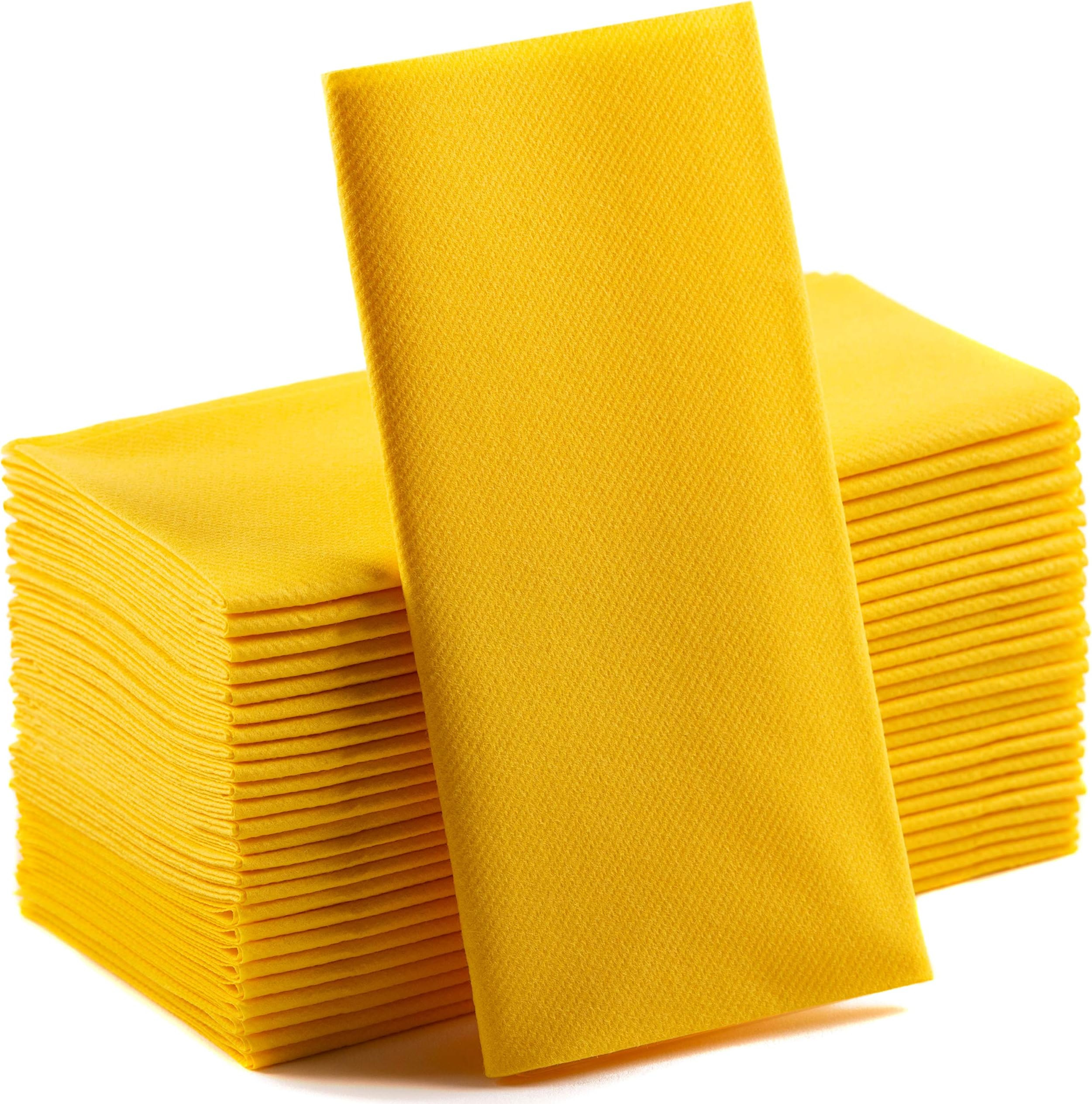 Yellow Paper Napkins | Linen Feel Guest Disposable Cloth Like Dinner Napkins | Hand Towels | Soft, Absorbent, Paper Hand Napkins for Kitchen, Bathroom, Parties, Weddings, Dinners Or Events | 50 Pack