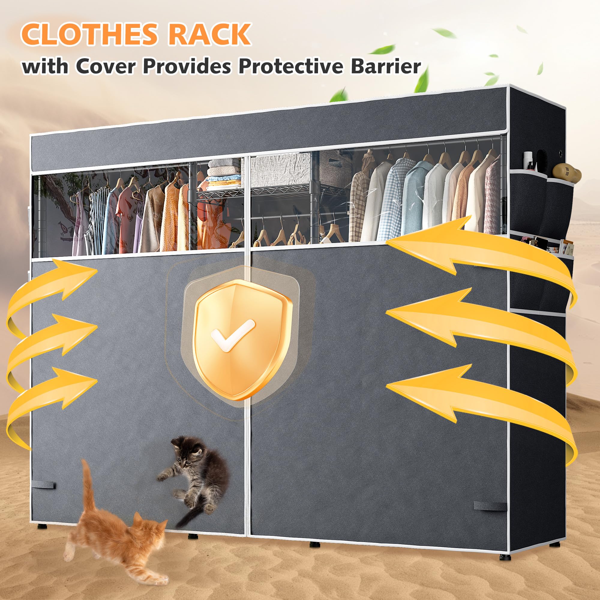 Bedroom Closet Organizer Rack Raybee Heavy Duty Clothes Rack With Cover ...