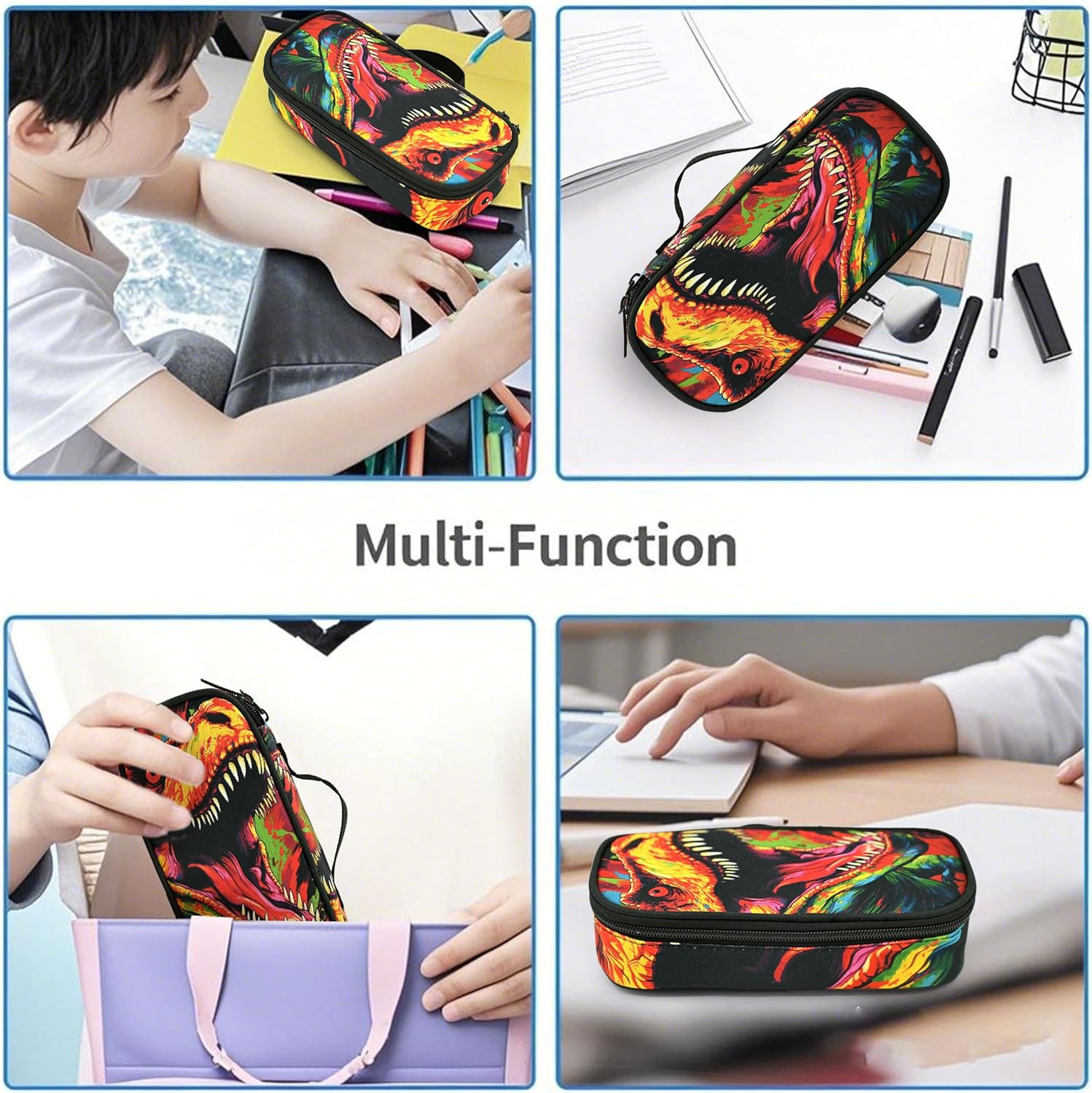 Dinosaur Pencil Case Pencil Pouch Large Capacity Pen Bag School Office Organizer Stationery Storage Box For Girls Boys Teen Kids - Image 7