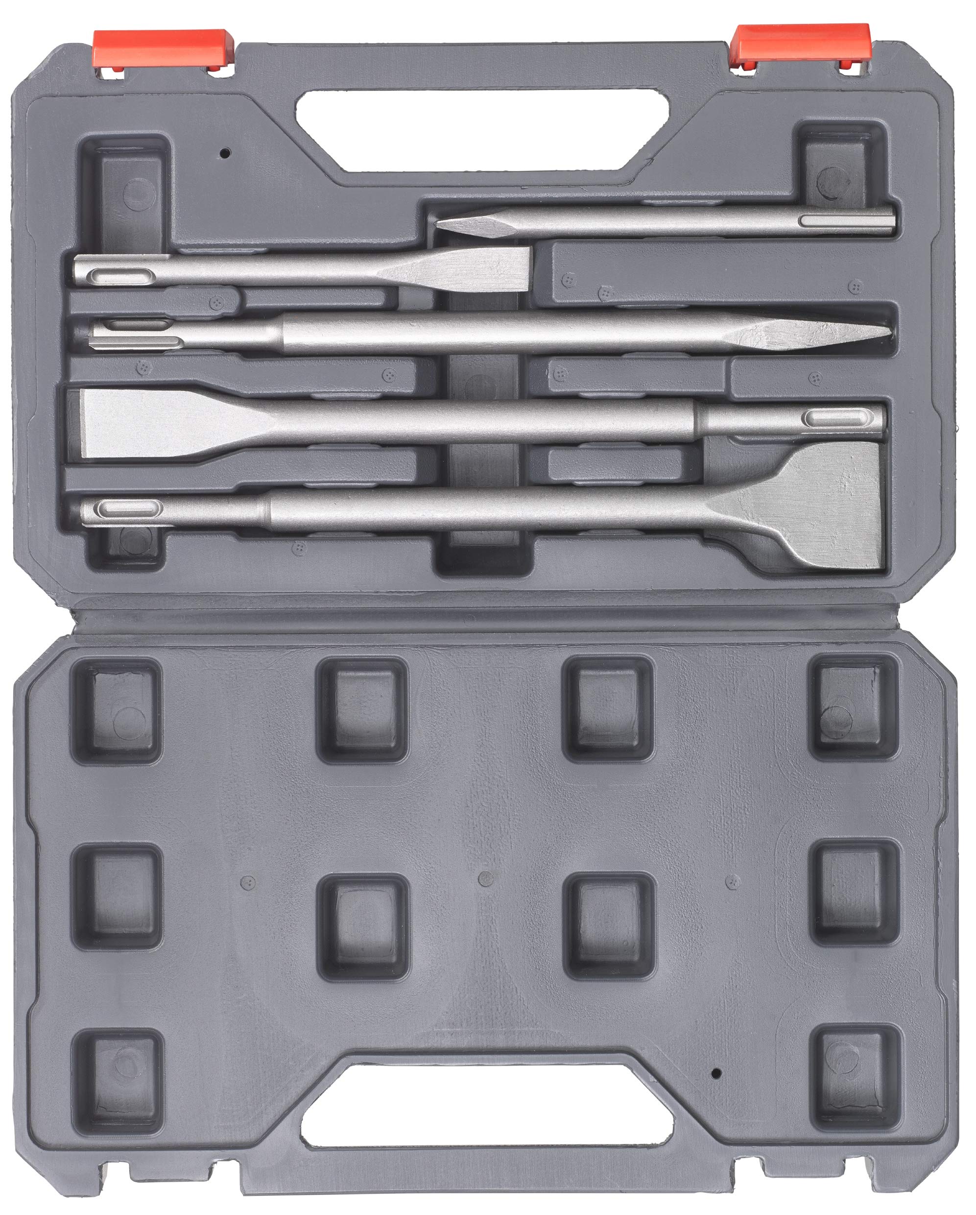 kwb SDS-Plus Jeu de burins marteau, jeu de 5 burins pour la pierre et le béton dans un coffret en plastique