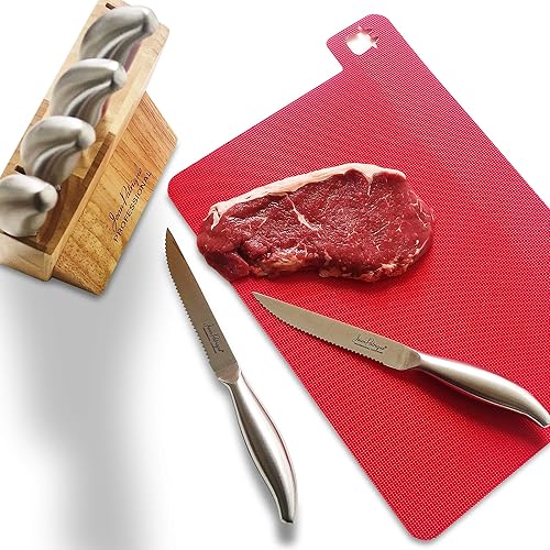 Miniatura 3 de Jean-Patrique Juego de cuchillos de cocina con bloque  Juego de 6 cuchillos de acero inoxidable con soporte de madera  Aptos para lavavajillas,