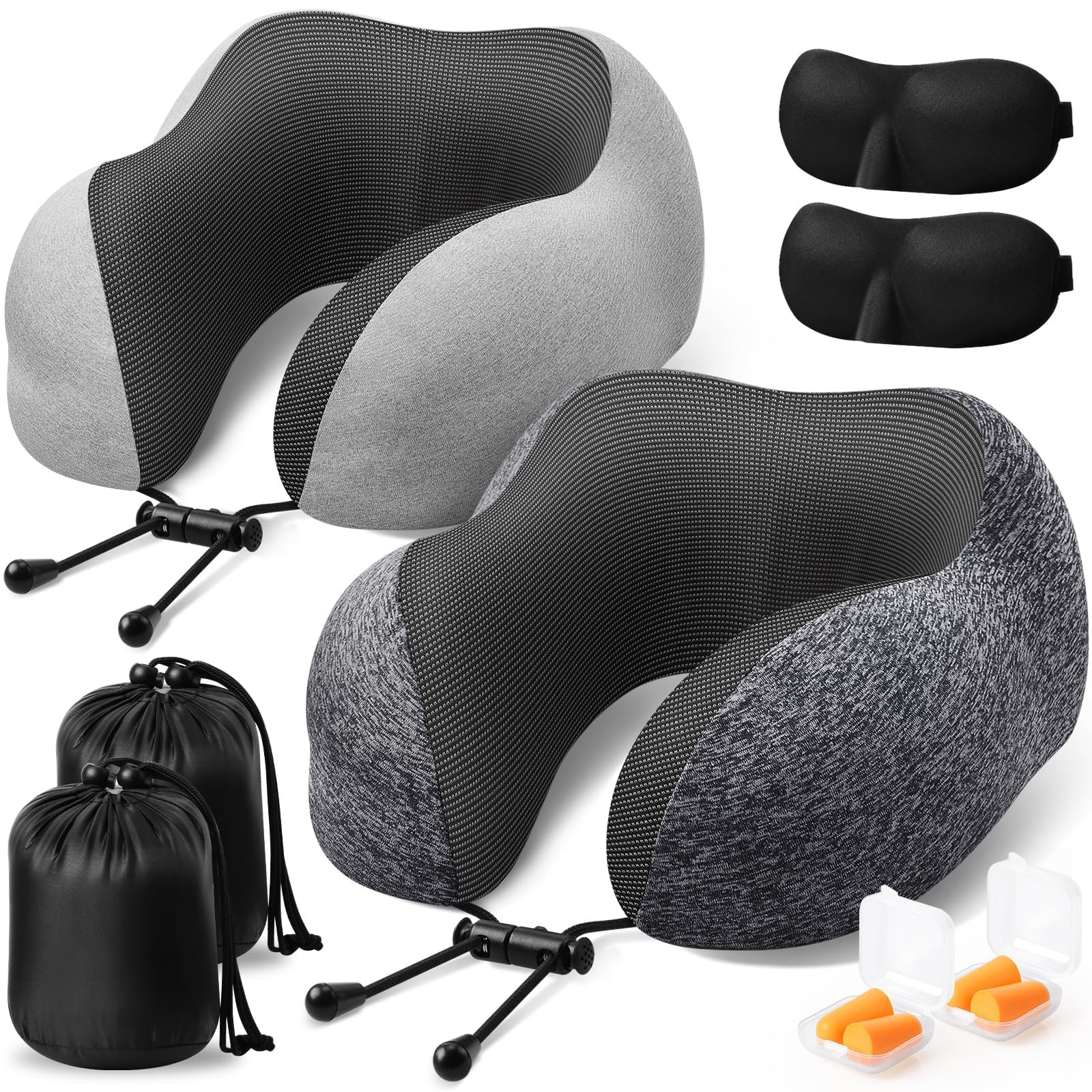 ExploreBliss Travel Pillow, Neck Pillow Airplane, Grey &amp; Light Grey