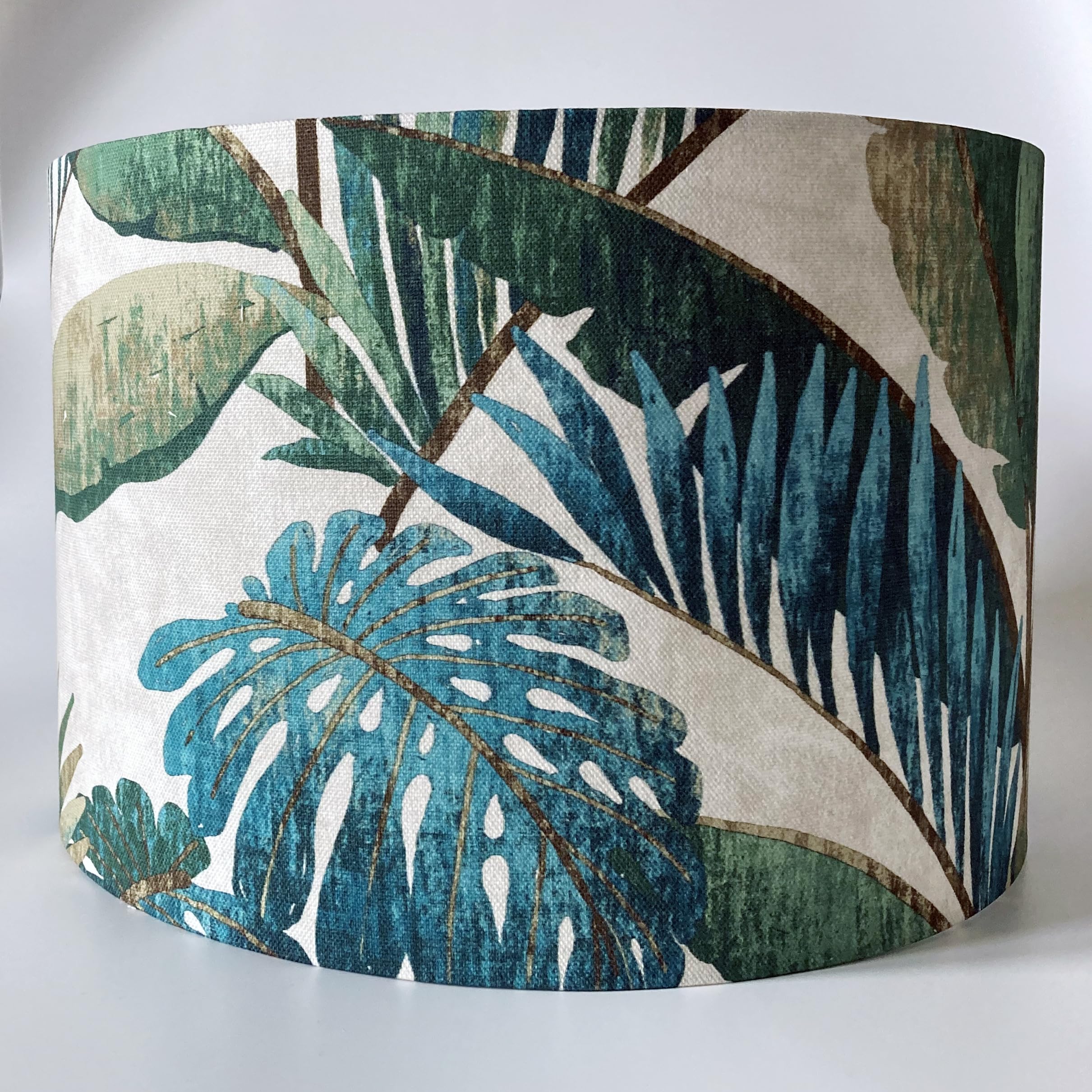 Teal & Green Palm Leaf Ceiling Light Shade, Lampshade 30cm Diameter x 20cm high