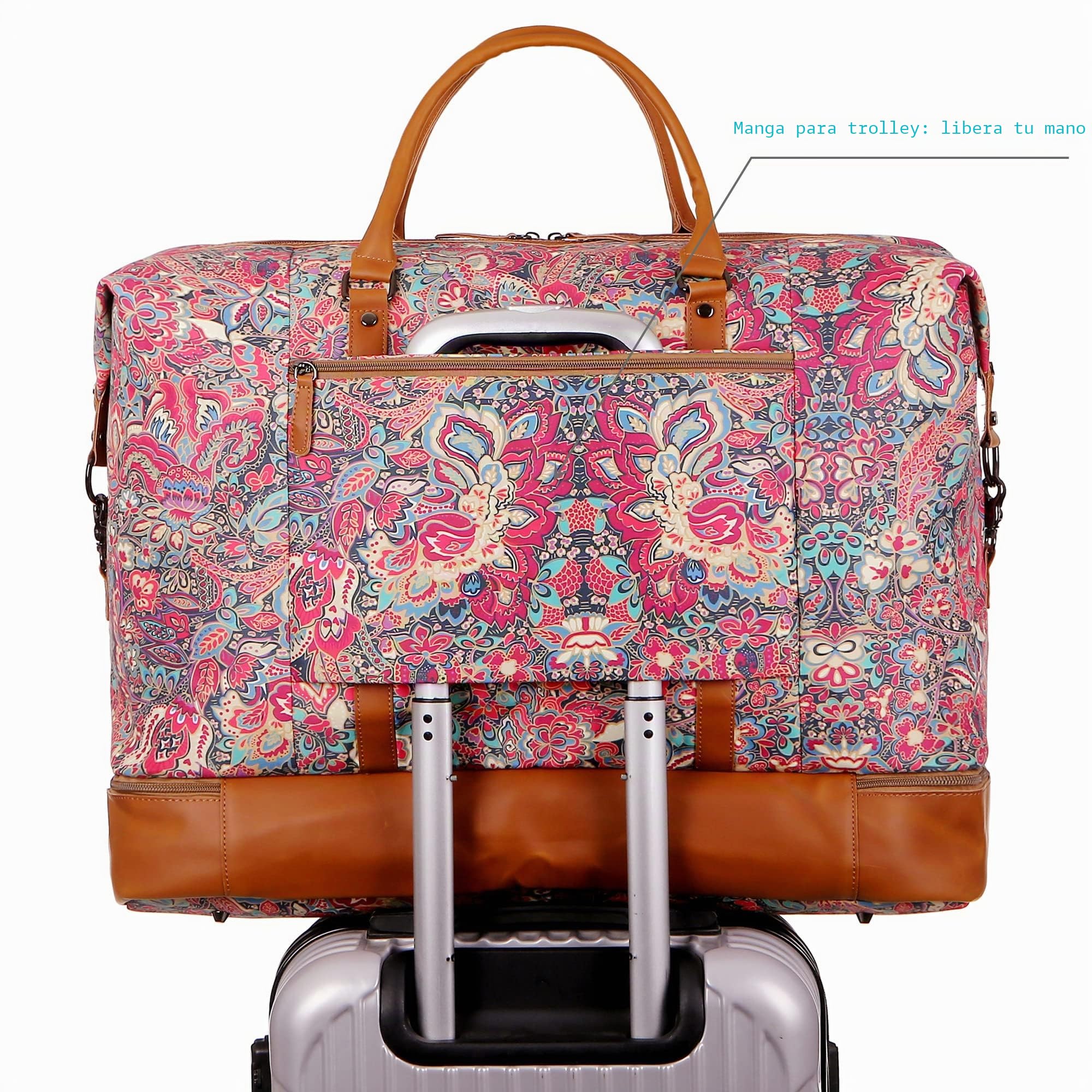 BAOSHA Bolso de viaje para mujer, bolso de fin de semana por la noche, equipaje de mano HB-05, H, 53.4 x 45.7 x 25.4 cm, Casual Floral