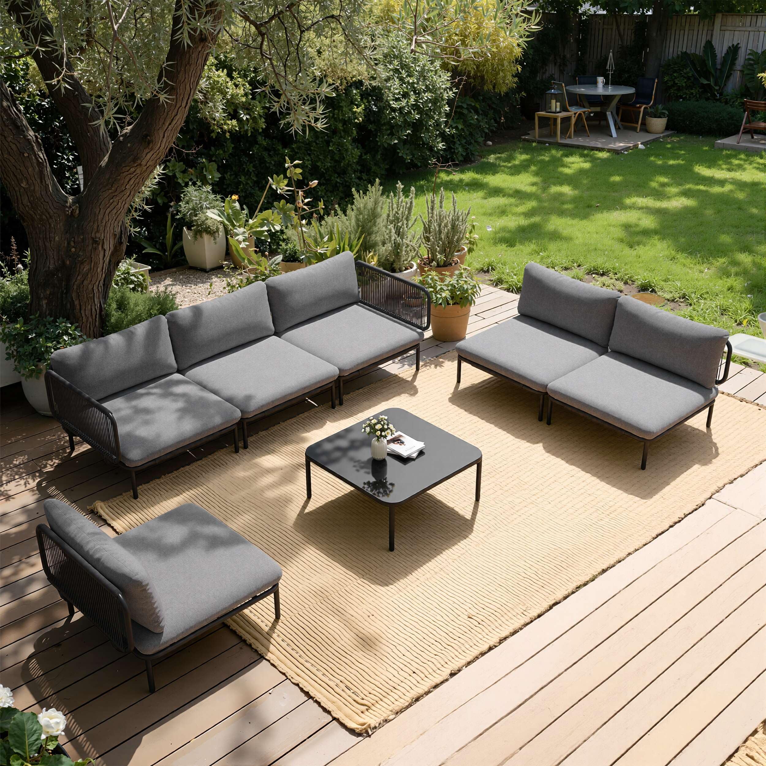 Outdoor Patio Furniture Set with Table, 6 Seater Patio Conversation Set