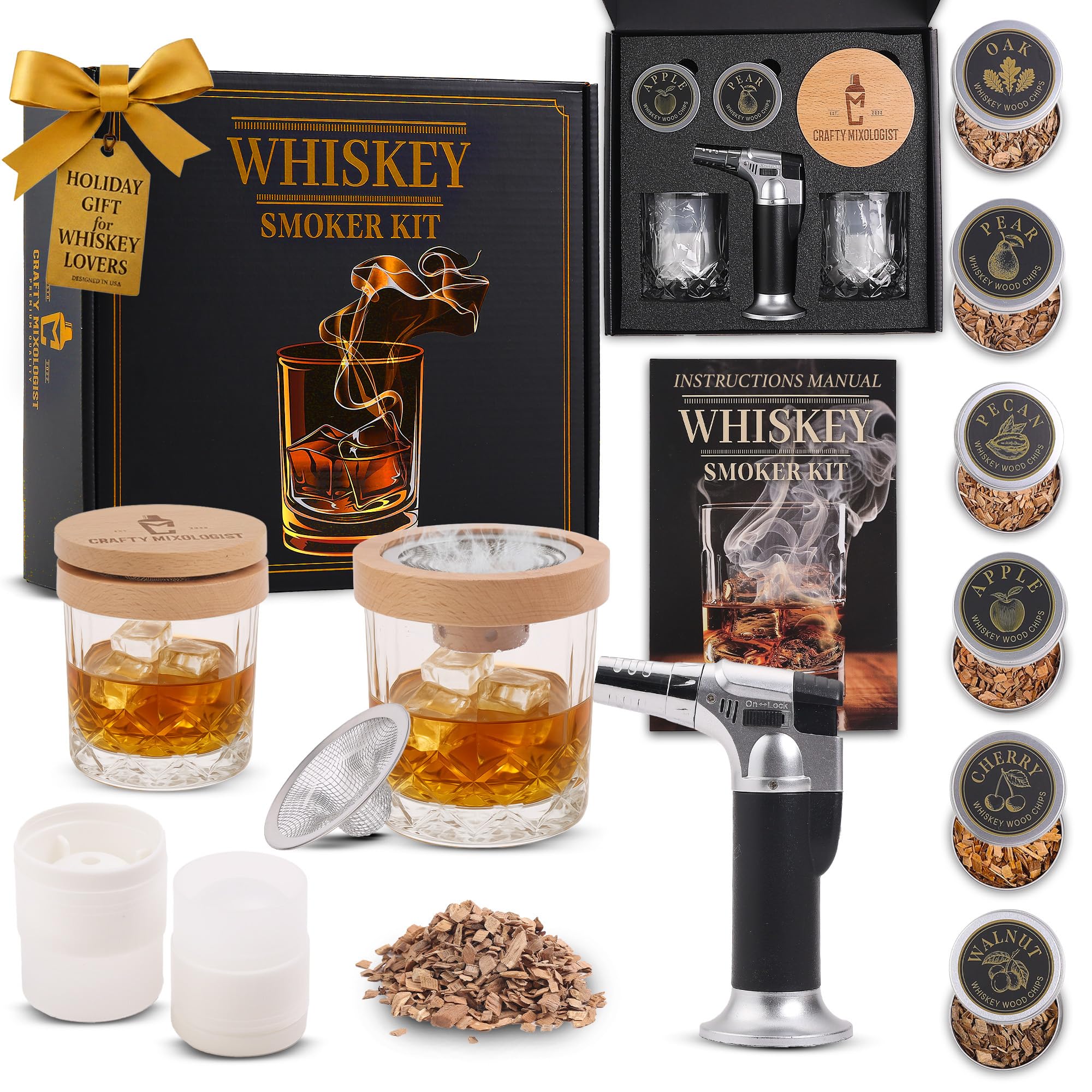 Amazon.com: Whiskey Smoker Kit with Torch – 6 Wood Chip Flavors