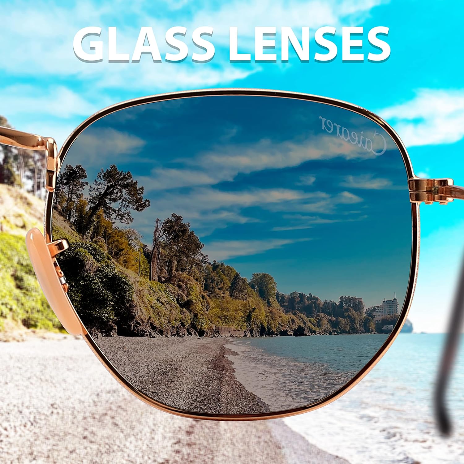 Hexagon Style Flat Glass Lenses Metal Frame Sunglasses UV400 Protection For Men Women - Image 7