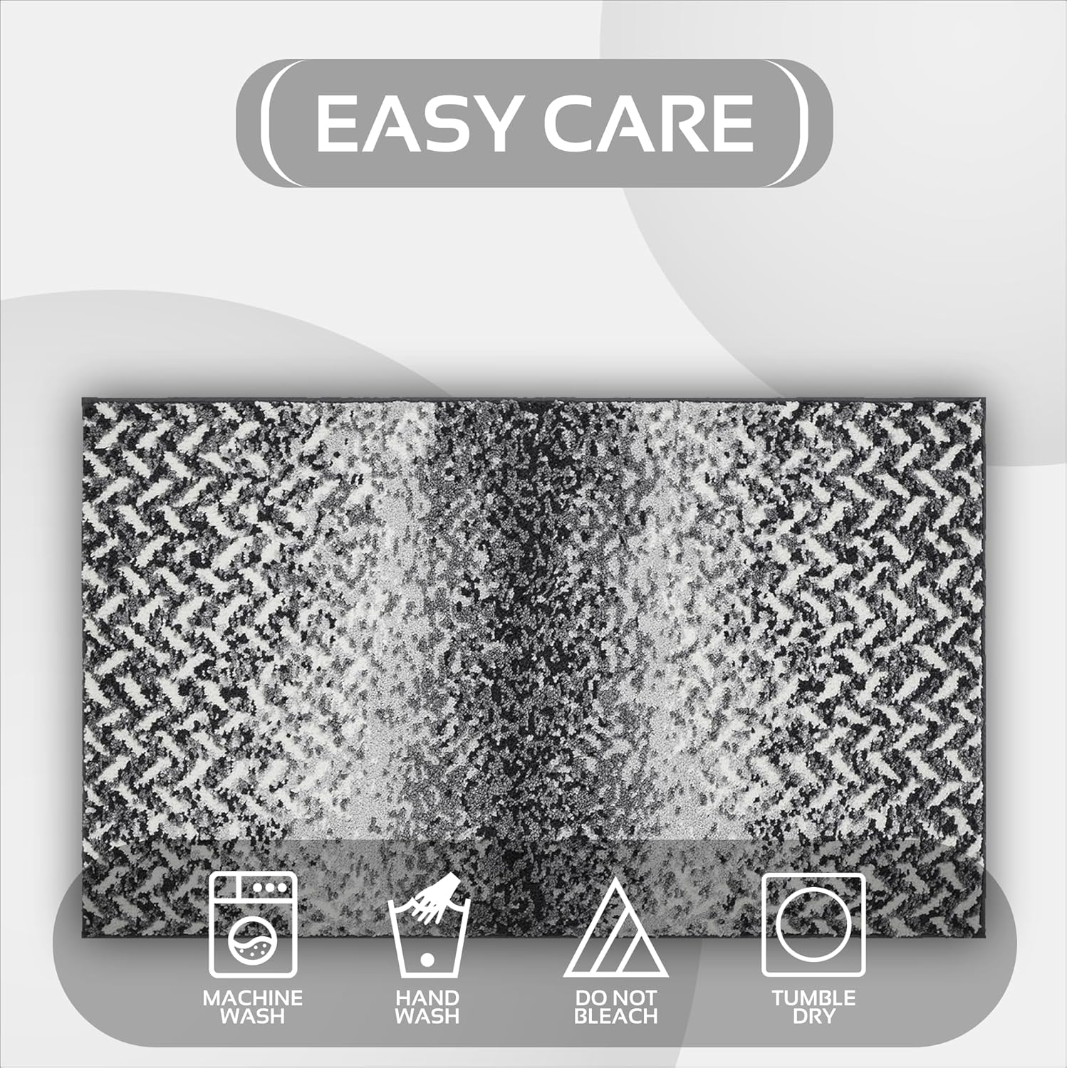 Better Trends Casablanca 100% Polyester Grey Bath Mat and Washable Bathroom Rugs, Rubber Backing Non Slip Bath Mat & Multi-Purpose Toilet Rug – 17x24 Bathroom Mat