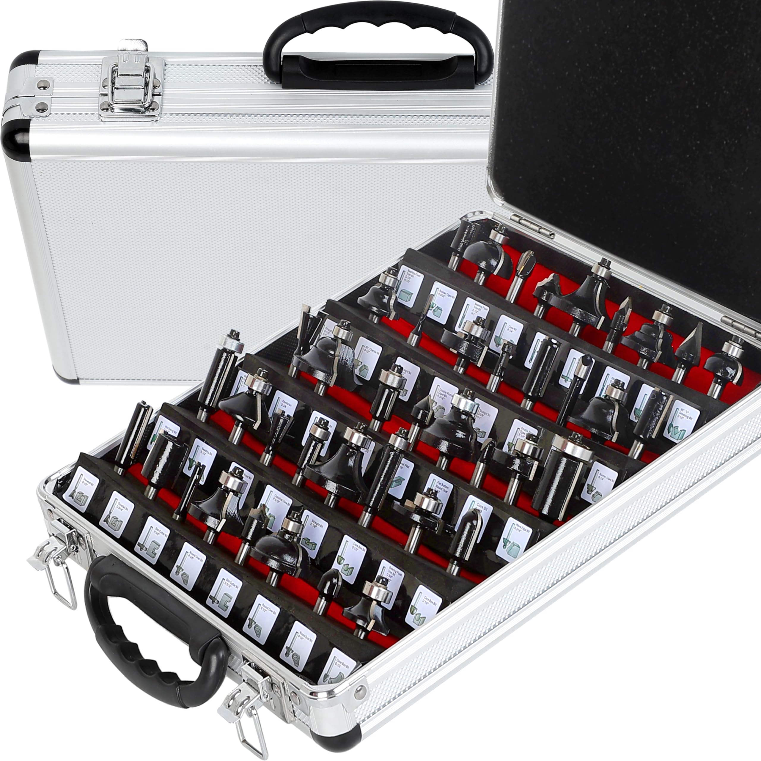 MAYLINEE 41 PCS Profi Fräser-Bit Satz, 6,35 cm (1/4 Zoll) geschmiedeter Werkzeugstahl, gehärtete Hartmetall-Schneideplatten (DH-F01)