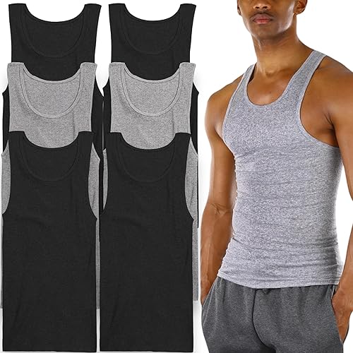 ToBeInStyle Paquete económico para hombre de cuello redondo sin mangas A-Shirts