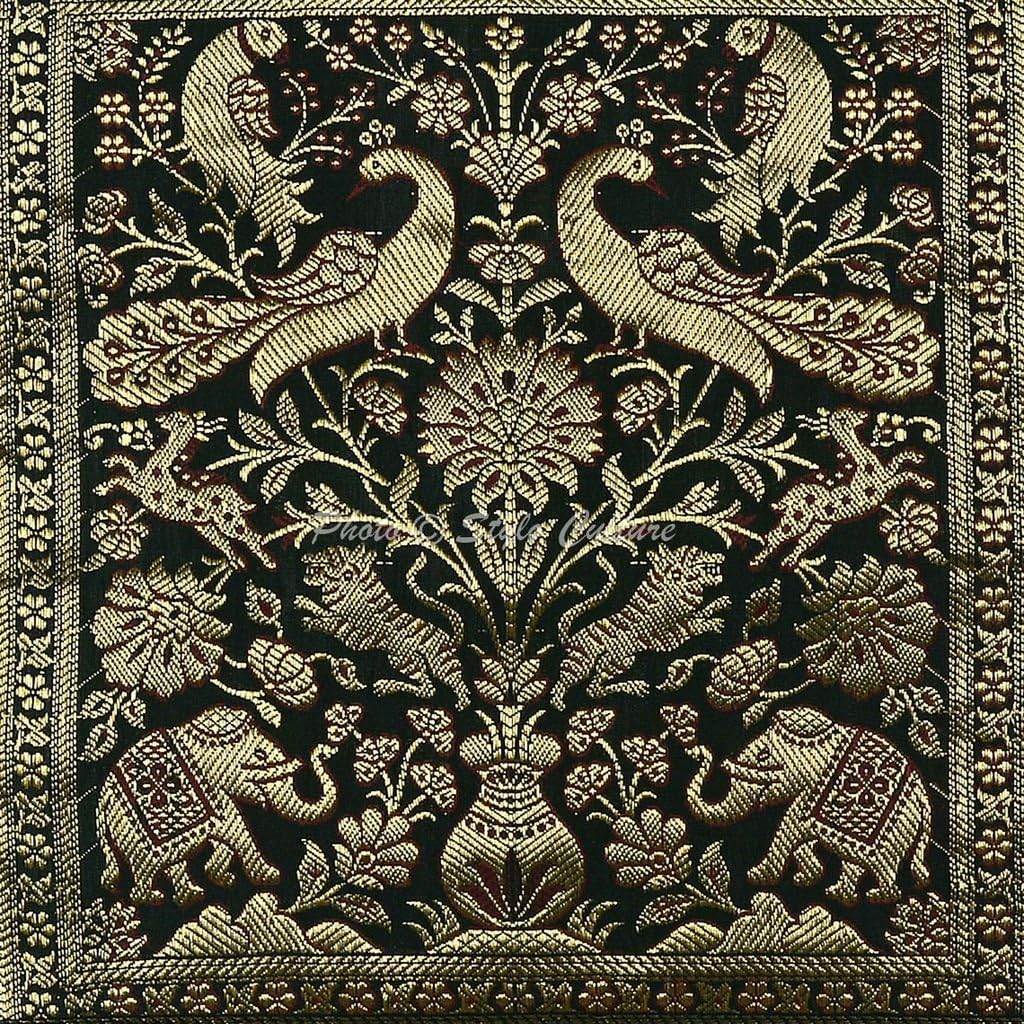 Bohemian Decorative Sofa Settee Accent Throw Pillow Covers 40x40 cm Brocade Bed Room Dark Green Elephant Jacquard Square Luxury Zippered Indian 16x16 Inch Cushion Covers - 5 Pcs