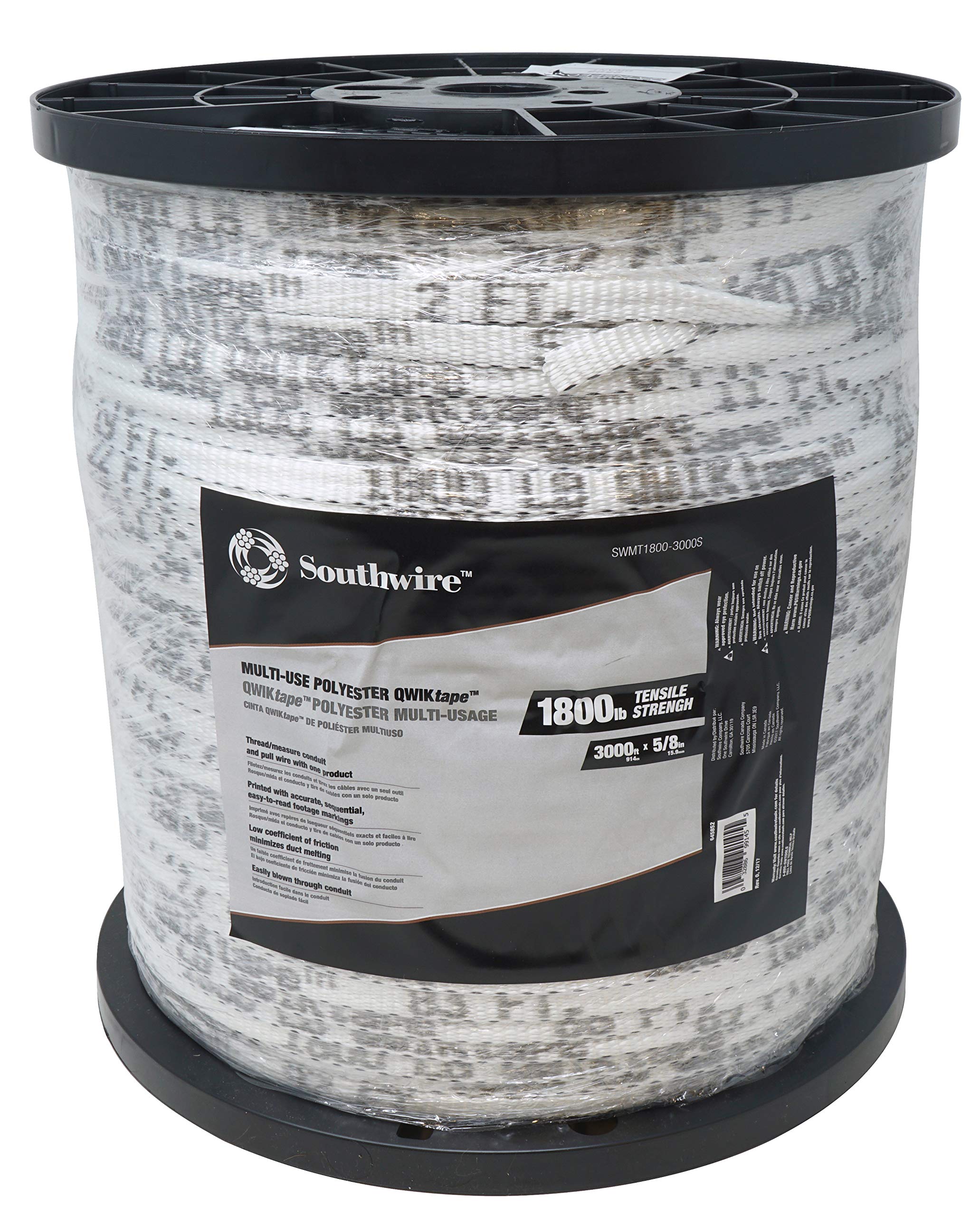 Southwire SWQT1800-1000S QWIKtape Bobina de 816,5 kg x 1000 pies, color blanco