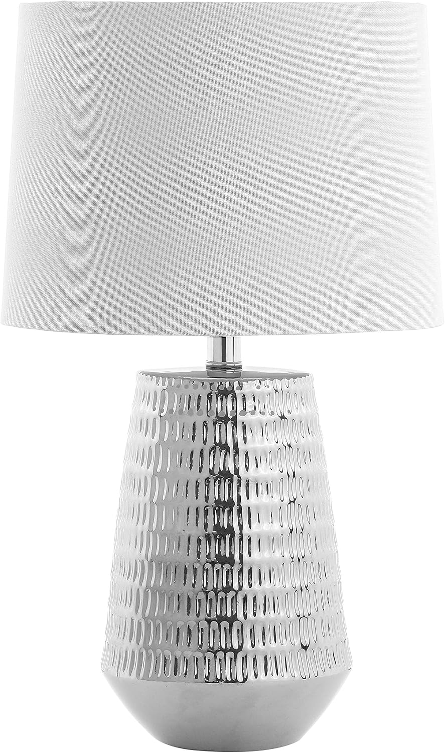Safavieh Lighting Collection Stark Plated Silver 28-inch Bedroom Living Room Home Office Desk Nightstand Table Lamp (LED Bulb Included)