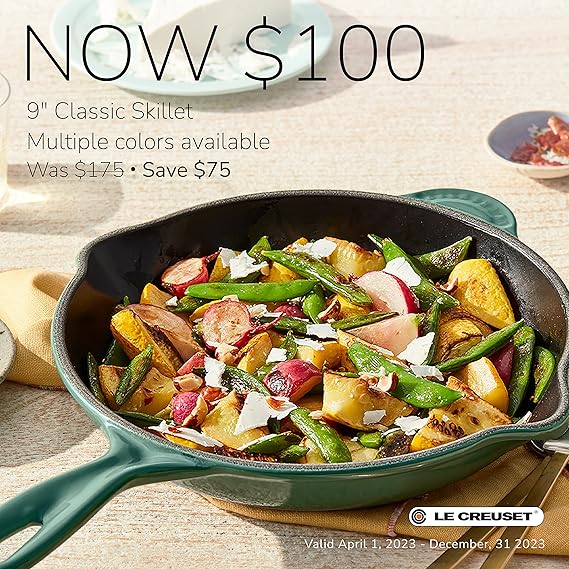 Le Creuset Classic Cast Iron Handle Skillet, 9", Cerise, is a highly regarded kitchen tool renowned for its exceptional quality and functionality. This skillet is made from cast iron, a durable and versatile material known for its excellent heat retention and distribution properties.