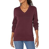 Amazon Essentials Maglione da Donna 100% Cotone a Maniche Lunghe con Scollo a V