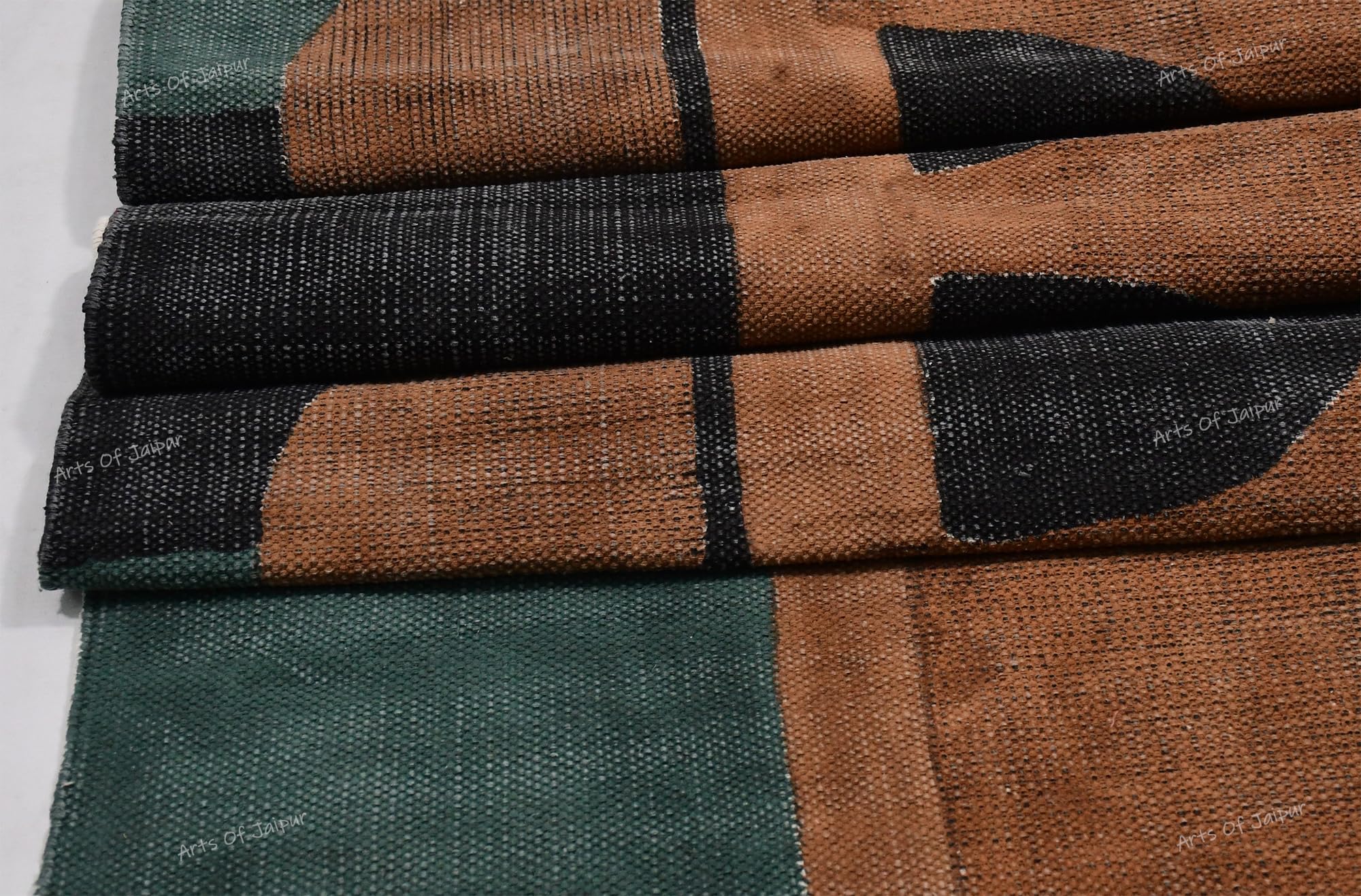 Area Rug Collection Baumwoll-Läufer, 122 x 30 cm, Schwarz und Braun, Halbmond-Designer-Baumwoll-Teppich für Schlafzimmer, Eingang, Haustür, Läufer für Bauernhaus, Küche, Waschküche
