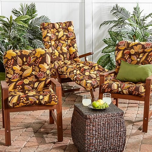 Miniatura 6 de Greendale Home Fashions Cojín para asiento y respaldo de exterior, 38 x 21 pulgadas, 1 unidad (paquete de 1), diseño floral rojizo