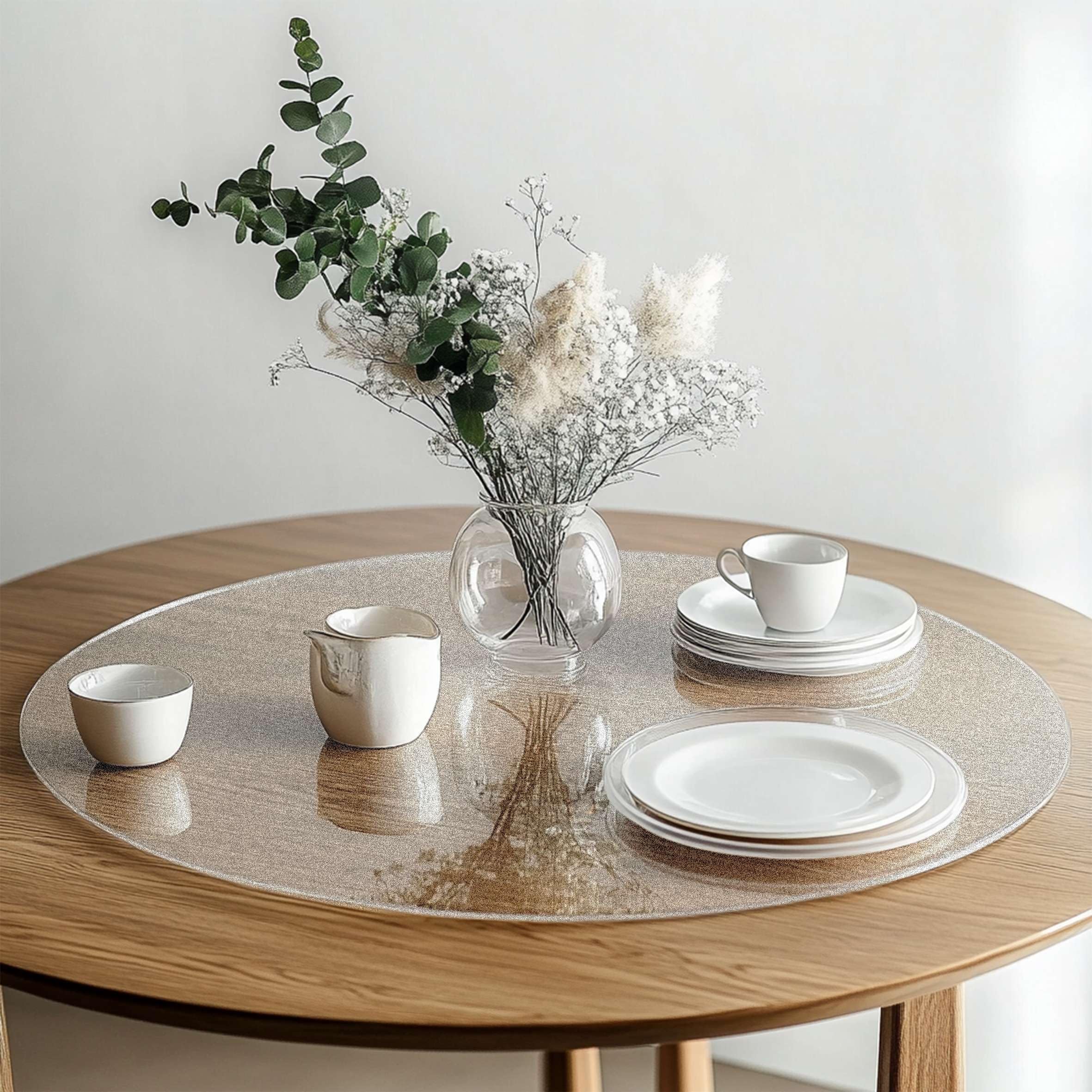 Rackhams Pvc Round Table Protector Mat - Transparent / Frosted - 105Cm - Frosted