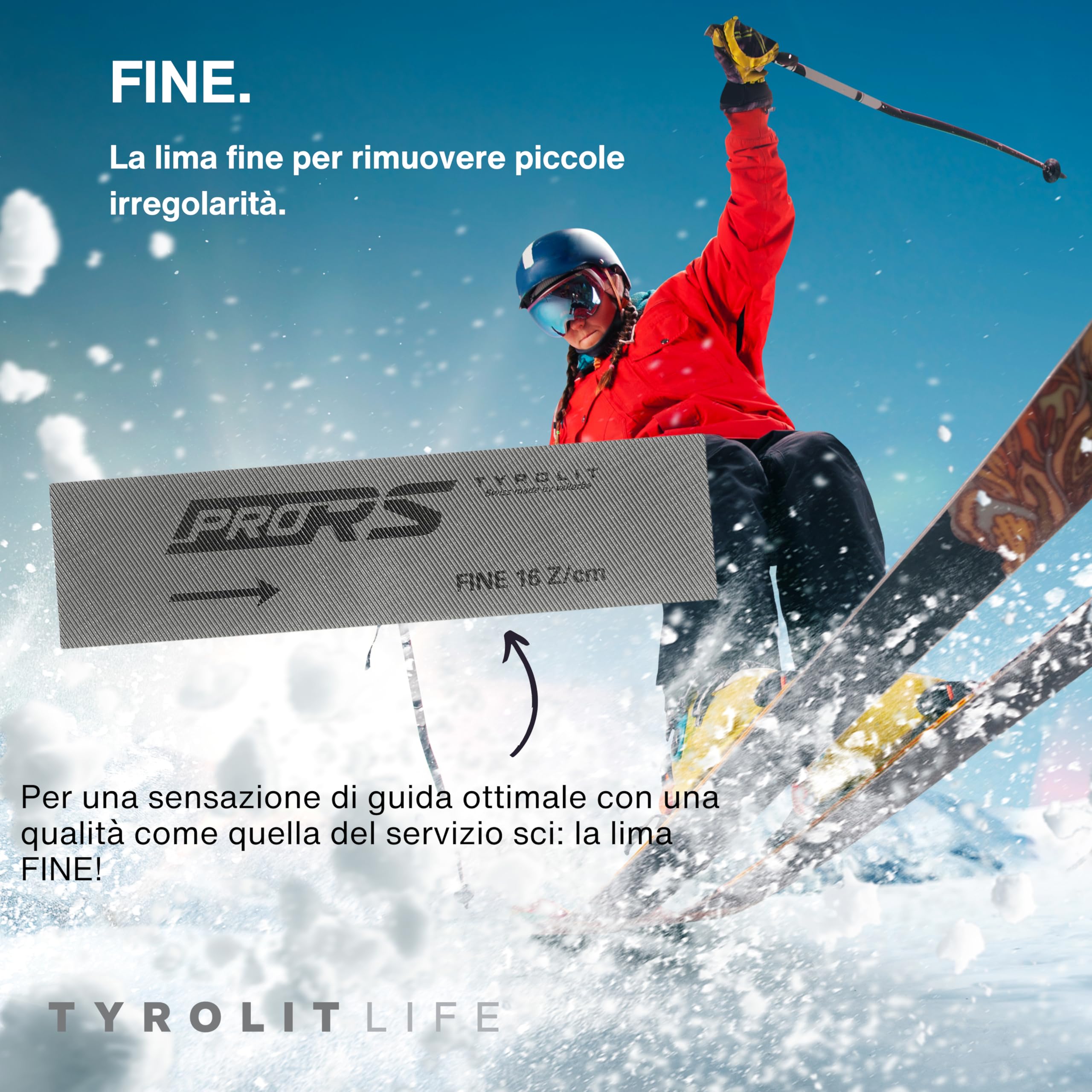 Tyrolit Life Lime in acciaio, set da 2 per sci e snowboard - Lima premium in acciaio per affilature di precisione come quelle del servizio sci - Lima per affilature precise per attrezzature da sport