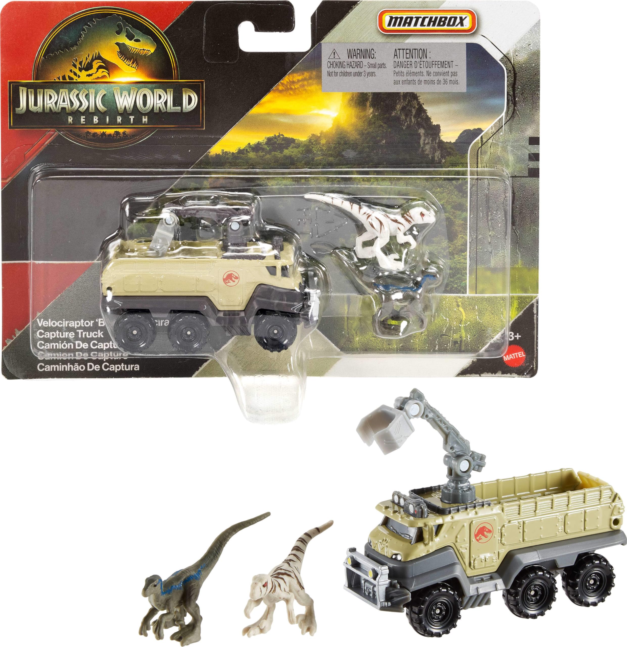 Matchbox Jurassic World Toy Car or Truck Transporter & Dinosaur, 1