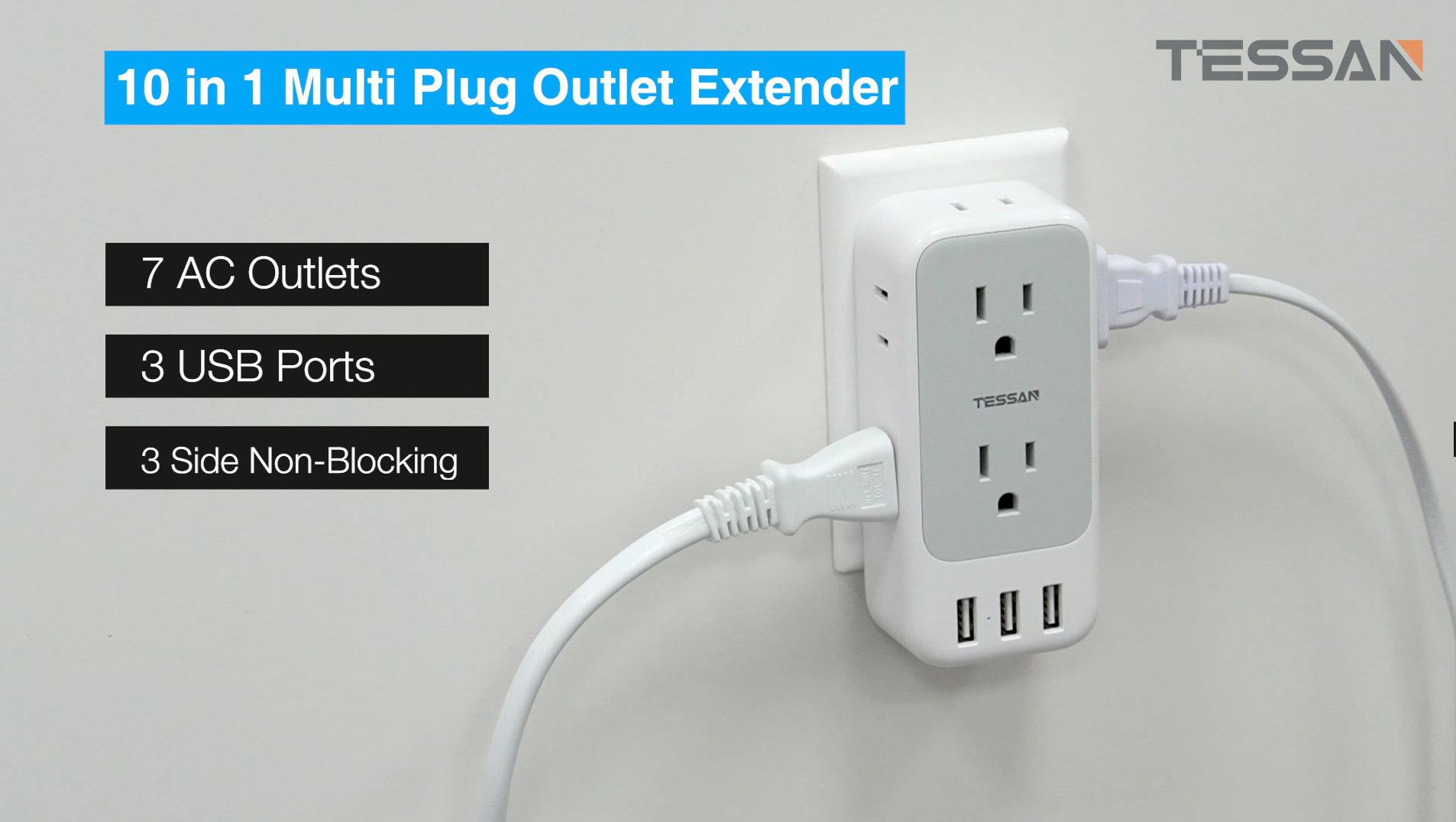 Amazon.com: 多插頭插座擴展器,附USB,TESSAN Electrical 7 插座分配器