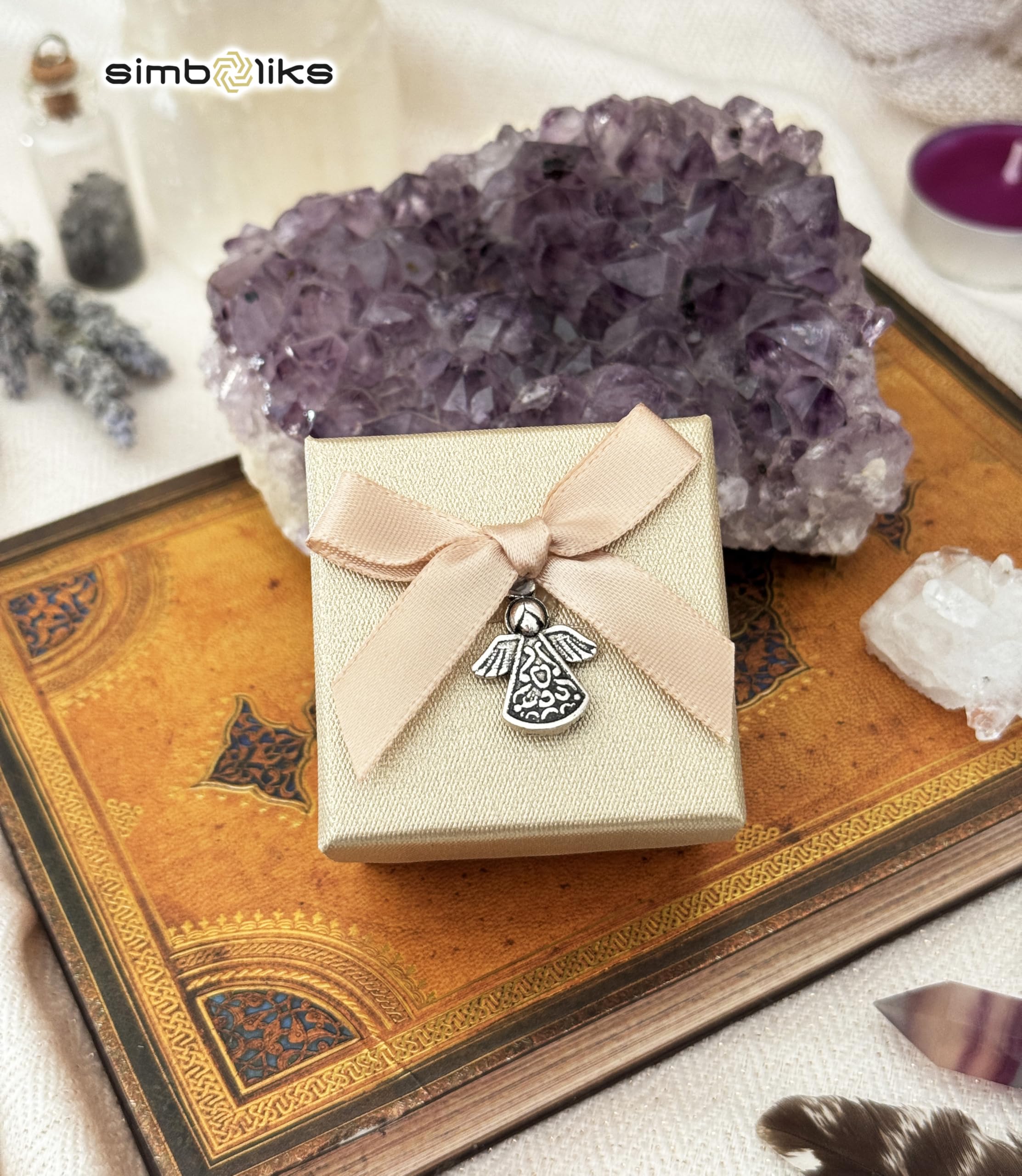 Simboliks Sello Siete Arcángeles Anillo Ajustable de Acero inoxidable Sigilo Amuleto Protección de arcángeles Sello de Salomón 7 ángeles Buena suerte Talismán Anillo abierto Anillo Religioso