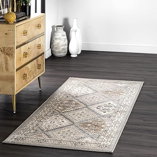 nuLOOM Becca Vintage Tile Runner Rug, 2' 6" x 10', Grey