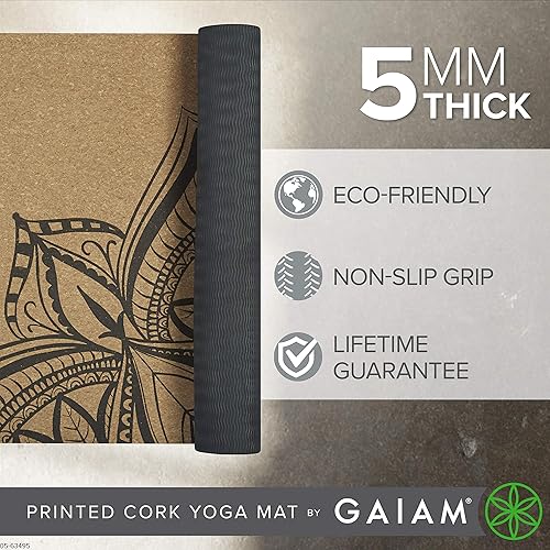 Miniatura 2 de Gaiam - Tapete de yoga de corcho para yoga, corcho natural sostenible que resiste el sudor y los olores, respaldo antideslizante de elastómero
