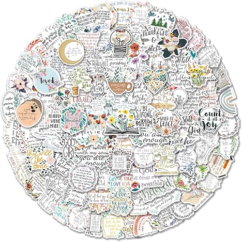 VGZZ Calcomanías de la Biblia – 100 calcomanías de las Escrituras de Jesús, suministros de diario de versos, calcomanías para adultos para botellas