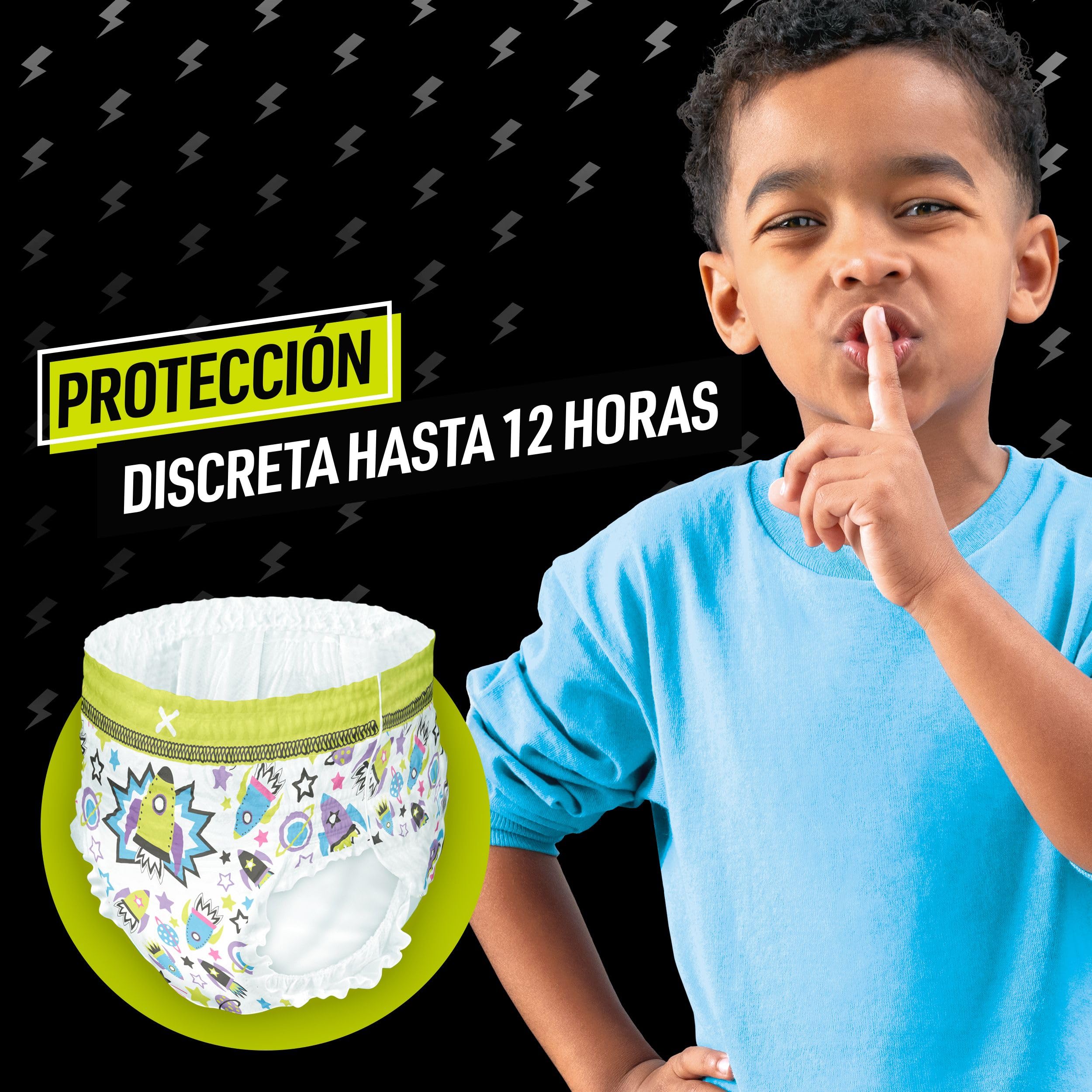 Dodot Pañal-Braguita Ninjamas, Talla 4-7 años (17-30 kg), 50 pañales tipo braguita, pañal noche con Naves espaciales, Protección Antifugas durante Toda La Noche