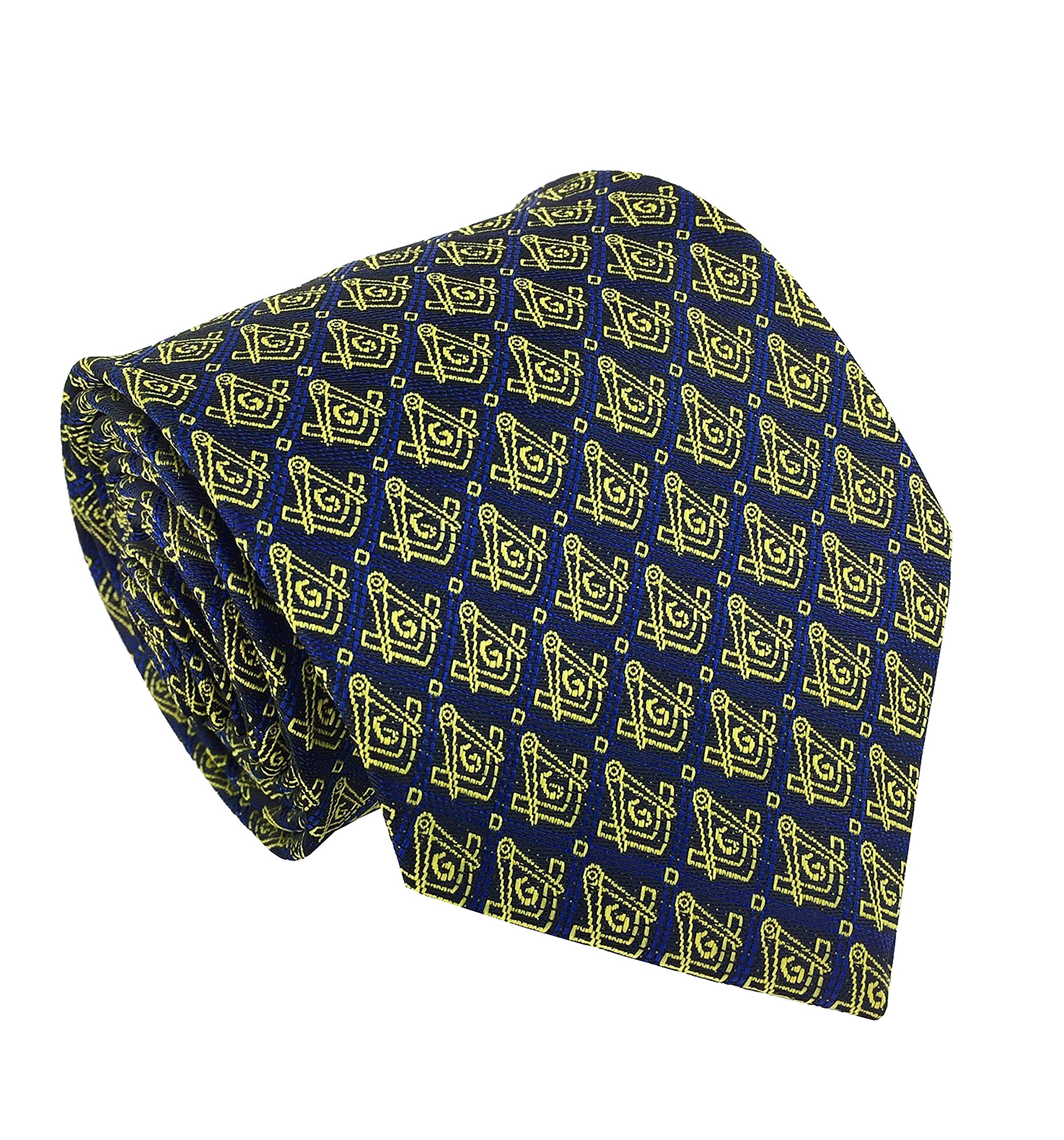 Blue Masonic Regalia Tie With Gold Square Compass & G New Nt057