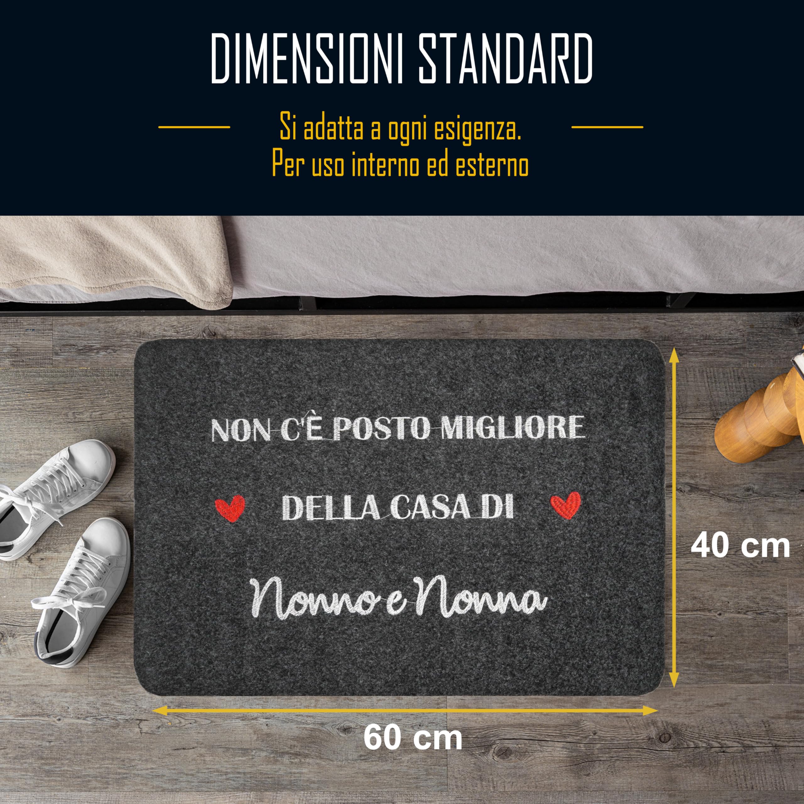 Zerbino Personalizzato Per Nonni 40x60cm - Tappeto Ingresso Con Messaggio Affettuoso | Grigio Nero