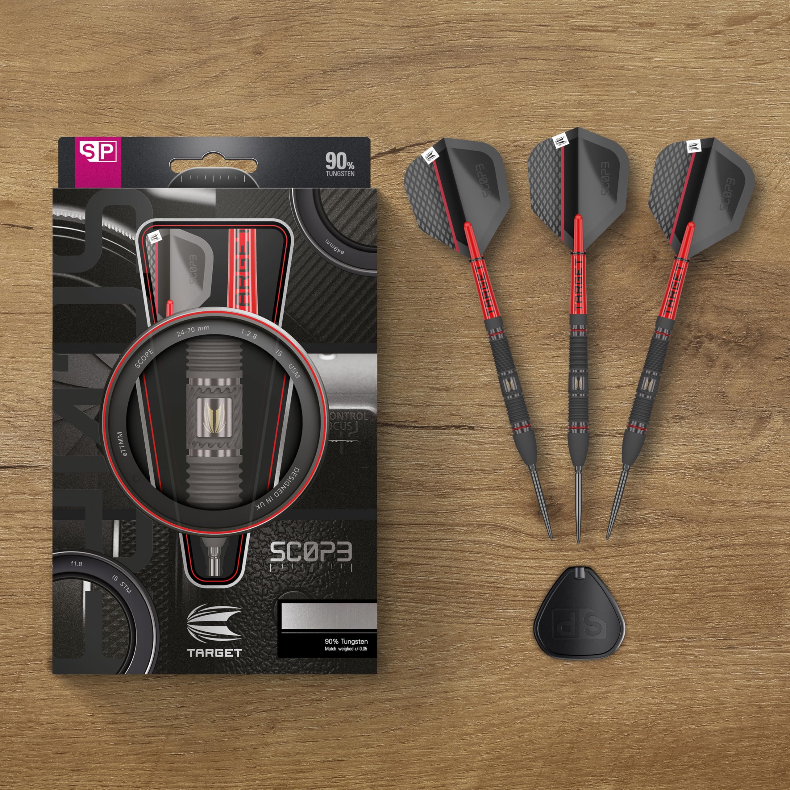 Target Darts Scope Steel Tip Swiss Point Darts, 90% Tungsten Dart Set | Fléchettes à Pointe en Acier, Set de fléchettes Professionnelles avec Pointes suisses et Outils 01/02/03/04-21G/22G/23G/24G/25G
