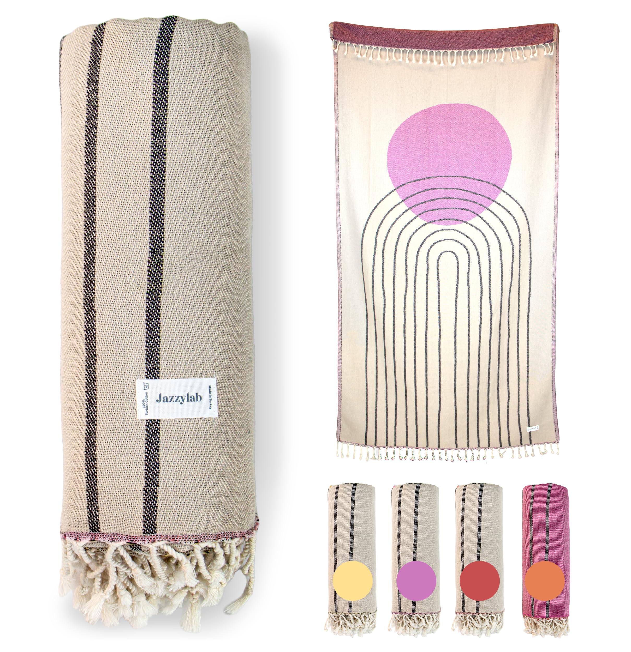 AREN Peshtemal Hammam | 100% cotone naturale | Tessuto jacquard fatto a mano | Asciugamano leggero e versatile per bagno, spa, spiaggia e relax | | AREN-Viola | 100x200 cm