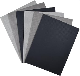 KCS 6 pc of 12" x 18"30cmx45cm 14CT Counted Cotton Aida Cloth Cross Stitch Fabric Medium Grey+Dark Grey+Black