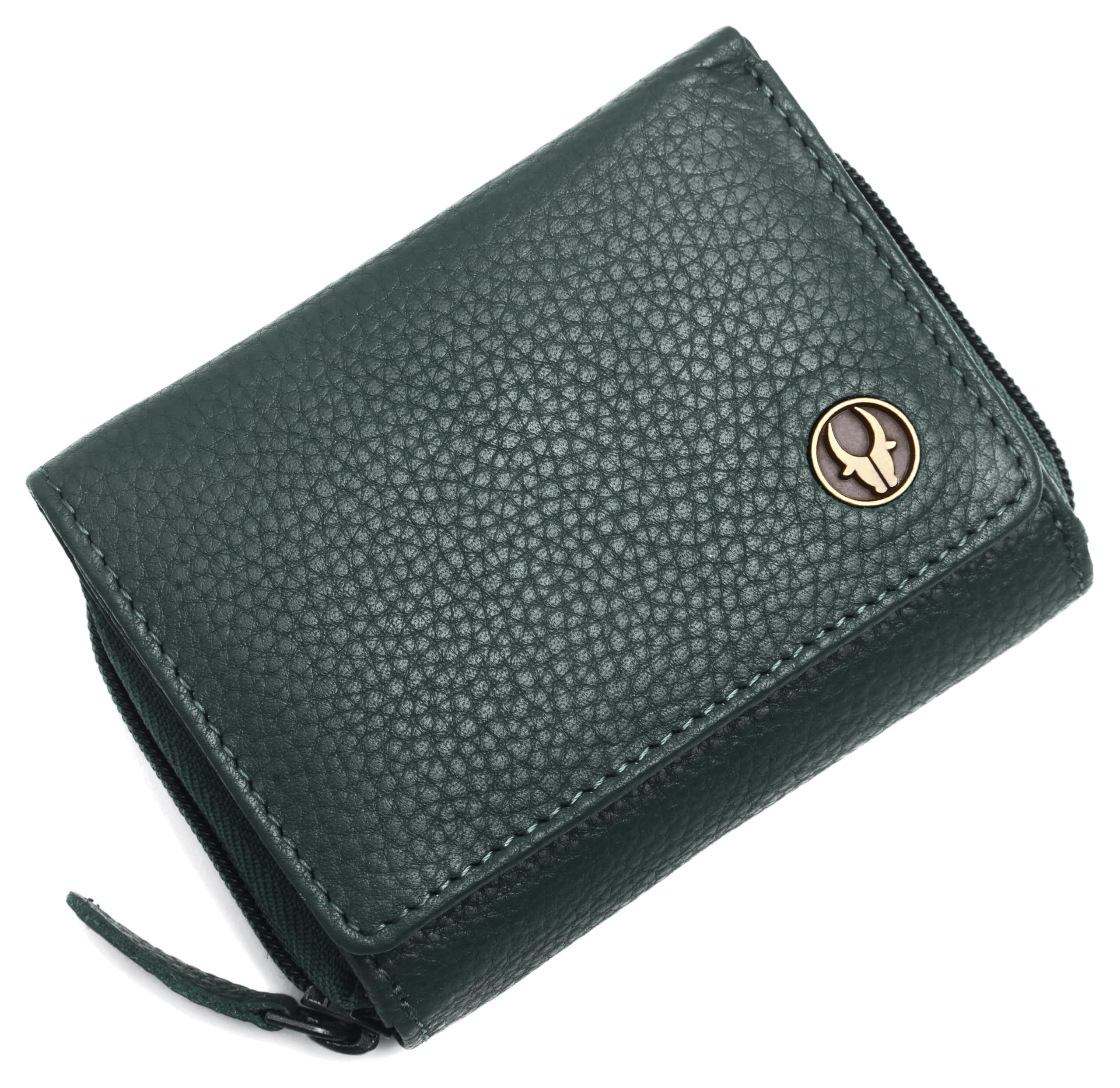 Genuine Leather Women’s Wallet – Bi-Fold Clutch with 8 Card Slots, Cash Compartment & Hidden Zip Pocket- Carry All Your Daily Essentials (Green)