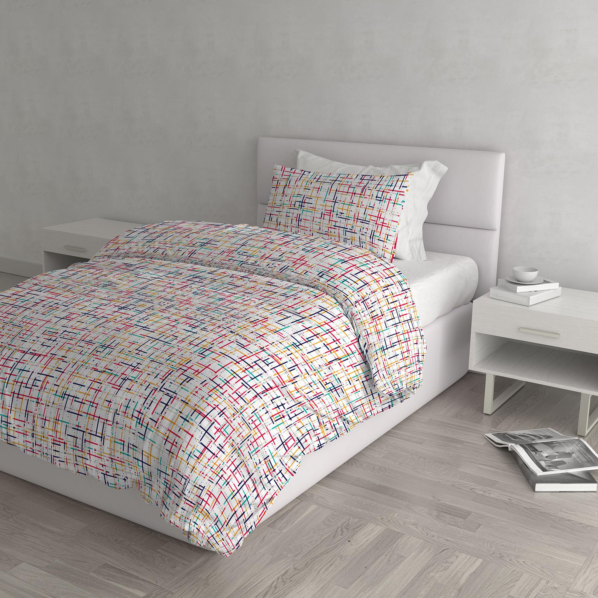Italian Bed Linen Dafne Snakeworld Printed Microfibre Duvet Cover Set, Single