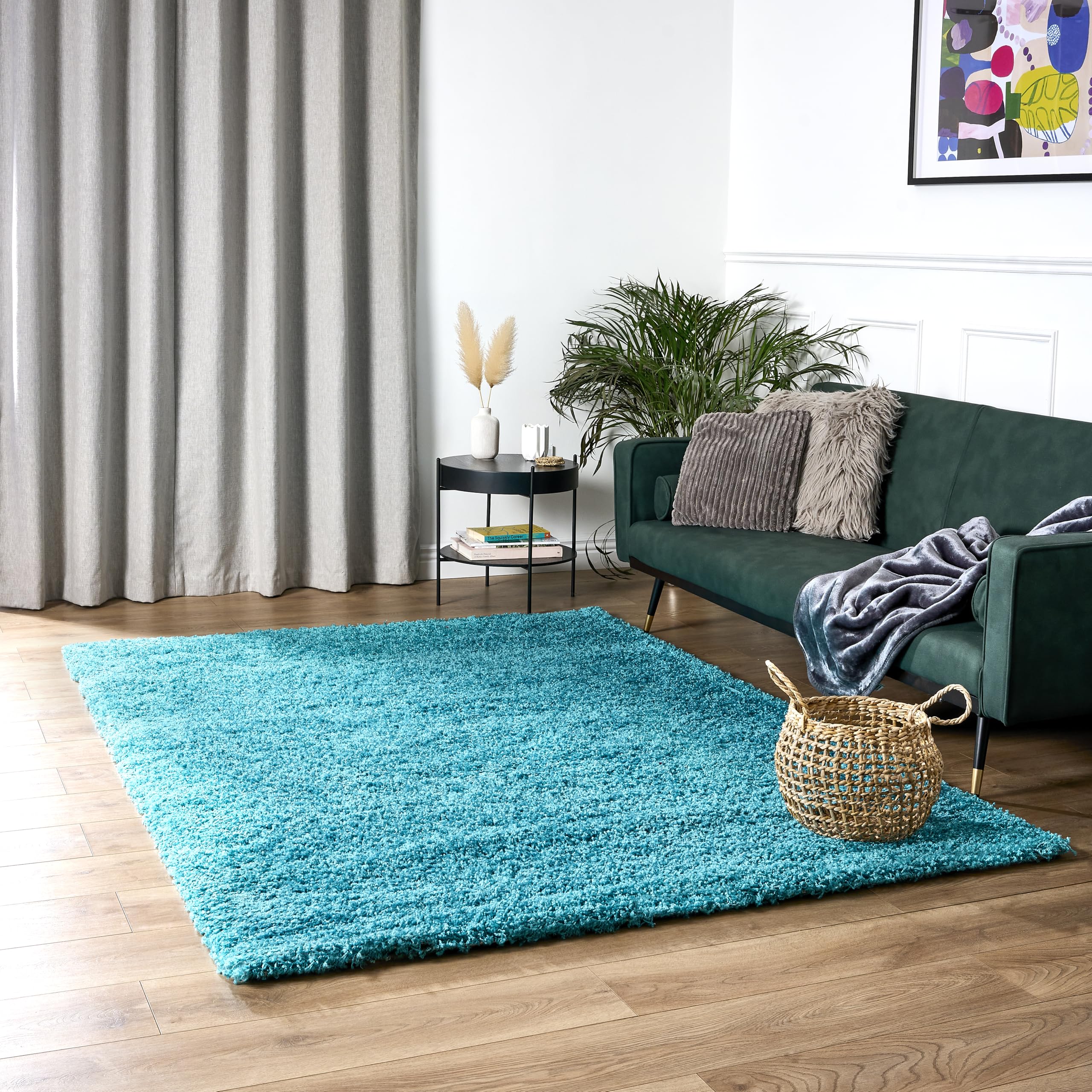 Bravich Navy Blue Shaggy Rug 80 x 150cm (2'7" x 4'11") 5cm Pile Medium Thick Fluffy Living Room Hessian Backed Washable — view 36