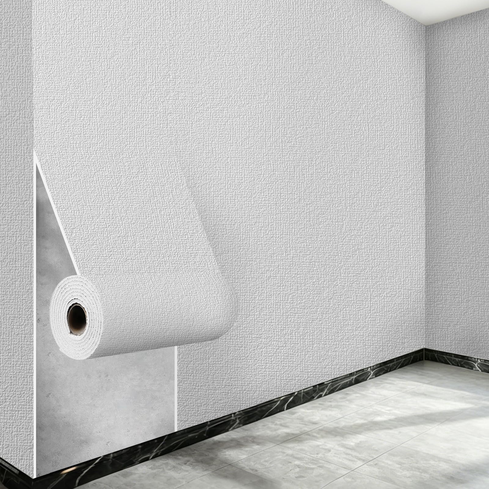 Anttyscar 10Roll White Thicken Self Adhesive Wallpaper 3D Thermal Insulating Peel and Stick Wallpaper Thermal Insulating Wall Panels Stick On Wall Covering Kitchen Removable Furniture Sticker A — image 1