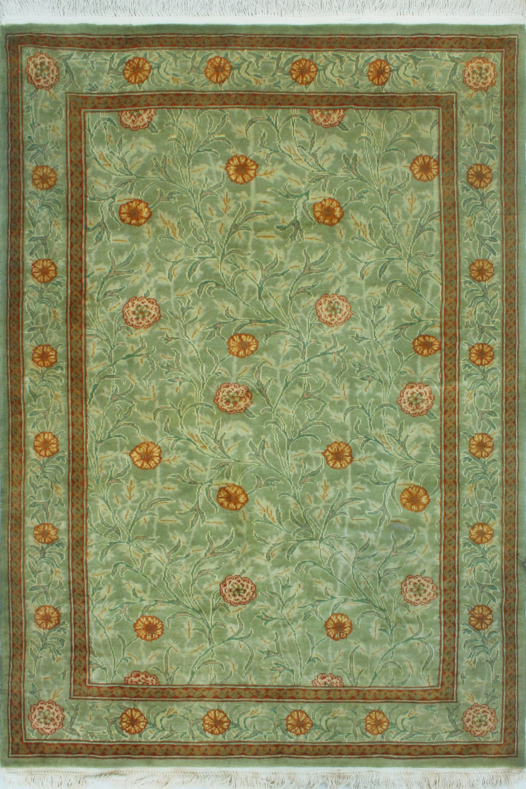 Premium & Luxury Imported - Handmade Pak-Persian Jasim Rug - Green - Grey, 4'0" x 5'10" - Entryway - Kitchen - Bedroom