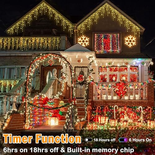 Miniatura 10 de Hezbjiti Luces de Navidad para decoración al aire libre, 1600 luces LED de 164 pies, 8 modos, 320 gotas, guirnalda de luces para decoración de