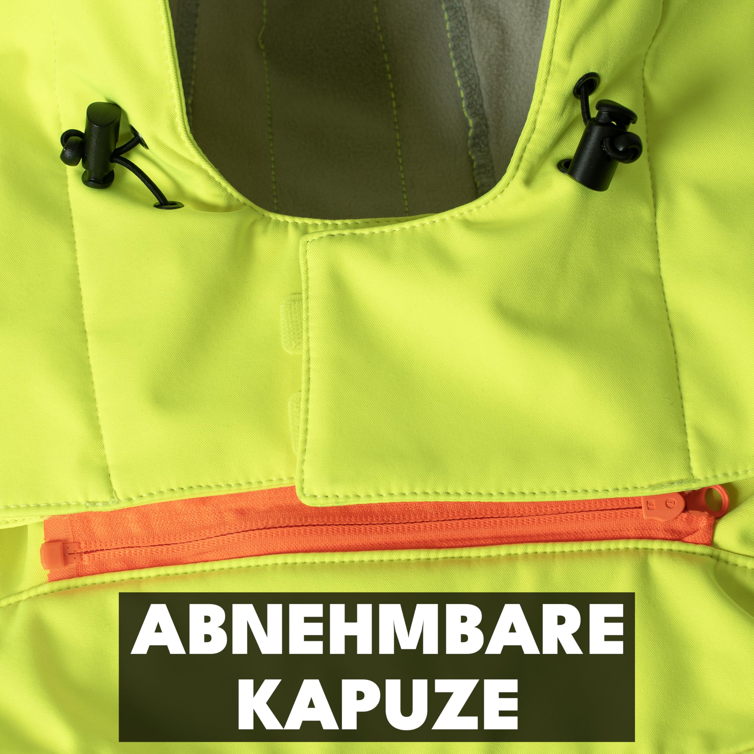 ACE Neon Lite Warnschutz-Jacke - Softshell-Warnjacke inkl. Reflektoren und abnehmbarer Kapuze - EN ISO 20471