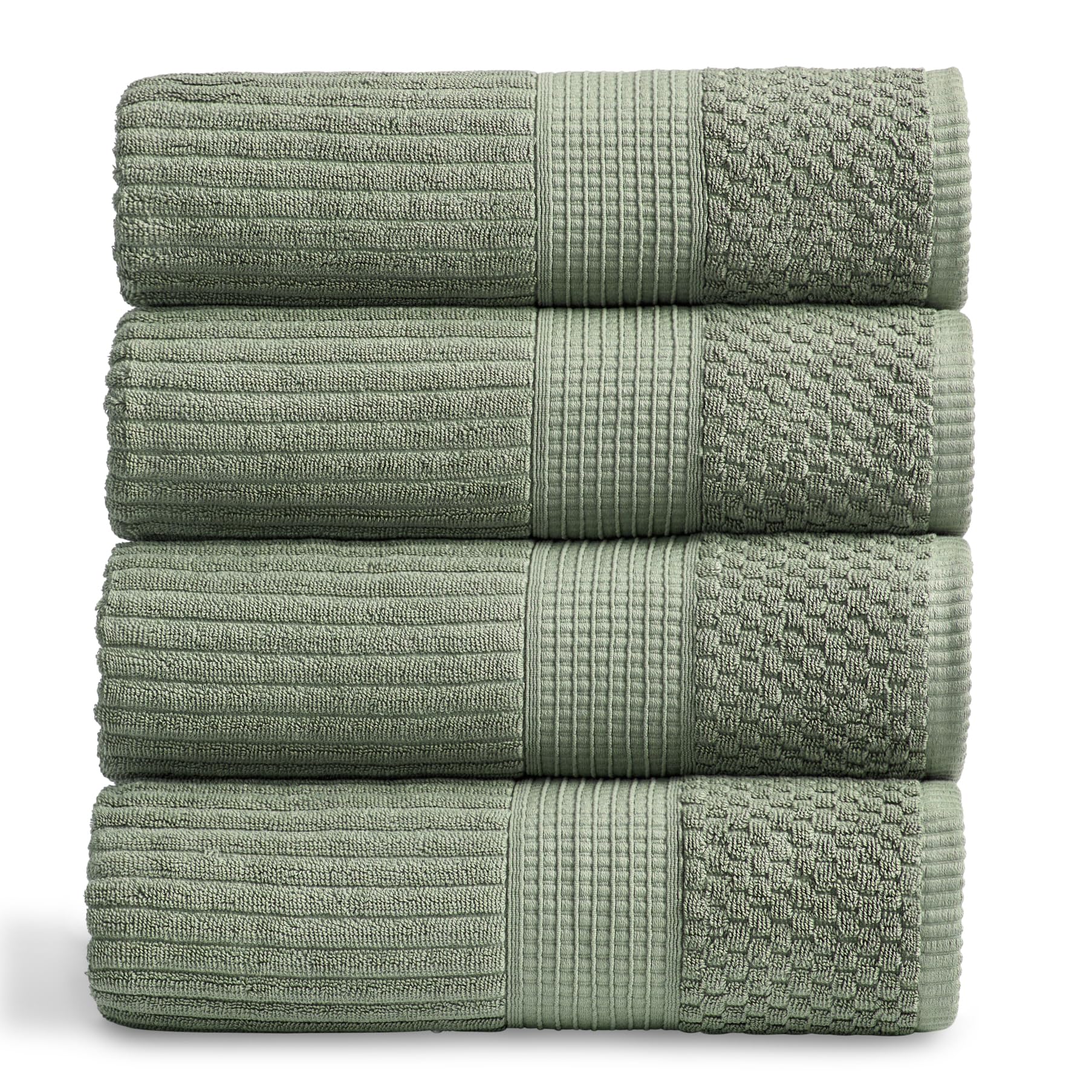 Springtree Home 100% Cotton Bath Towel Set | 6-Piece Set | Textured | White | Luxury Geometric Design | Absorbent & Quic — deal on Shopping With Noya