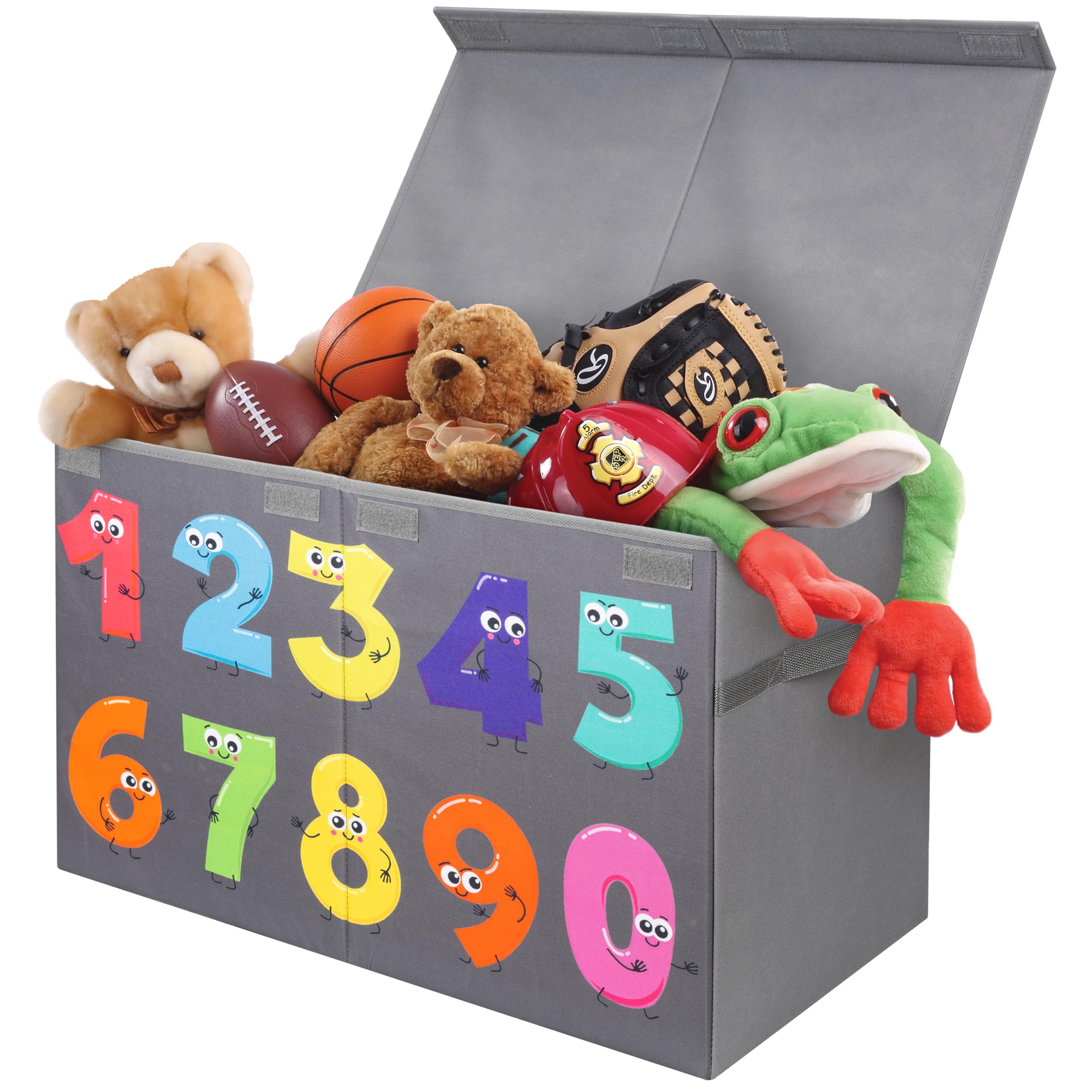 83 liters, Large Toy Box Chest with Lid, Collapsible Sturdy Toy Storage Organizer for Kids, Boys, Girls, Nursery, Playroom, 25"x13"x16", Grey