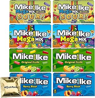 Mike and Ike Candy Bulk Mix Assorted Flavor 5 Ounce Movie Theater Boxes Original, Berry Blast, Mega Mix Sour, and Megamix,...