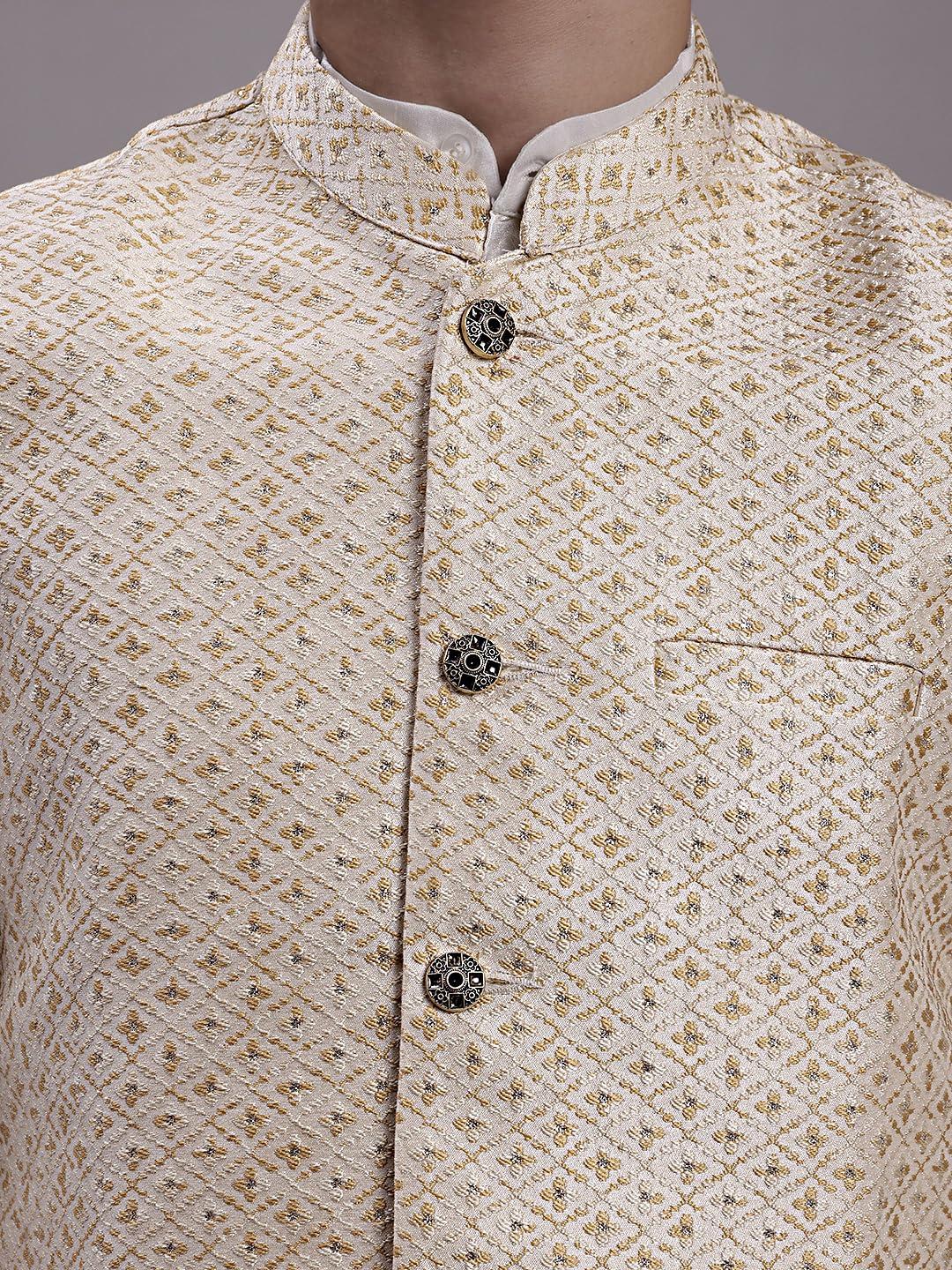 Jompers Men's Woven Design Waistcoat (Cream, M) 3