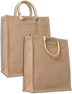 IPEA Jute Tasche mit Holzgriffen