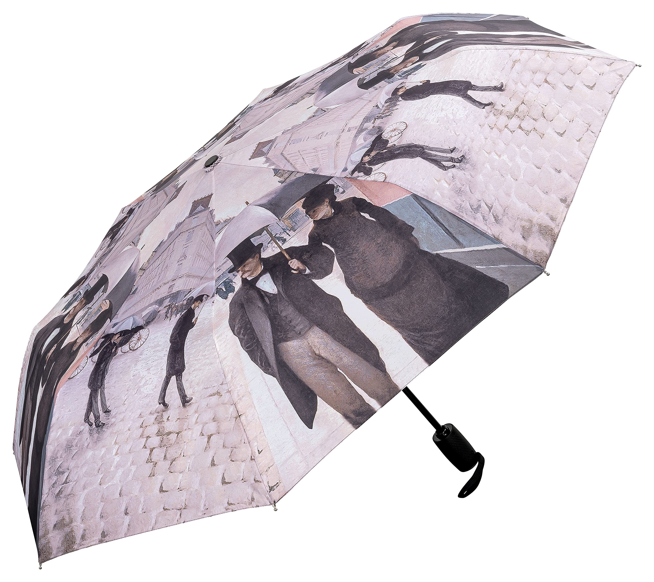VON LILIENFELD® Folding Pocket Umbrella Automatic Lightweight auto Open Telescopic Women Men Art Gustave Caillebotte: Rainy Paris