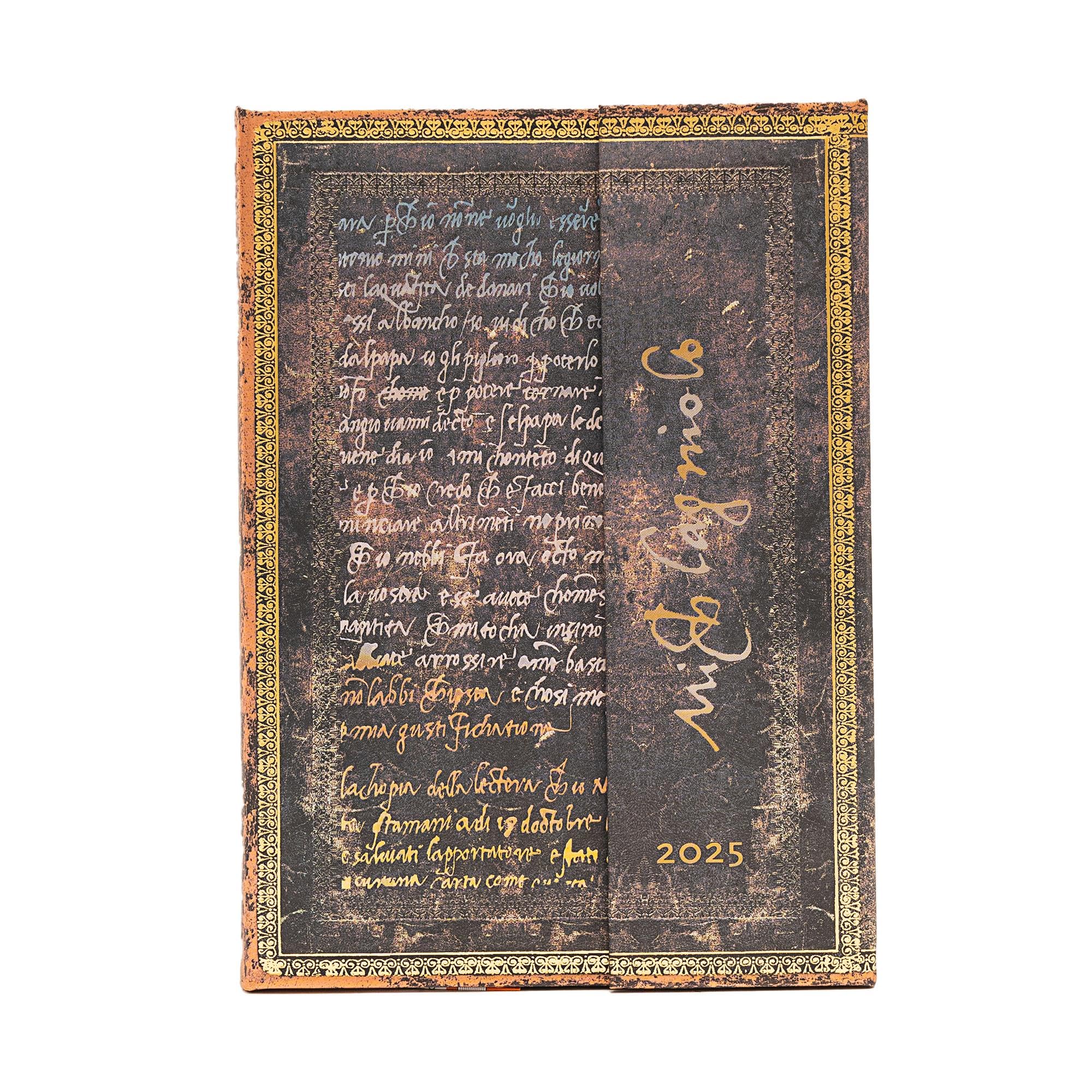 Kalendarz Paperblanks 2025 Michelangelo, Handwriting Midi tygodniowy HOR: tydzień na dwóch stronach, zamykany na magnes, papier 100 gsm